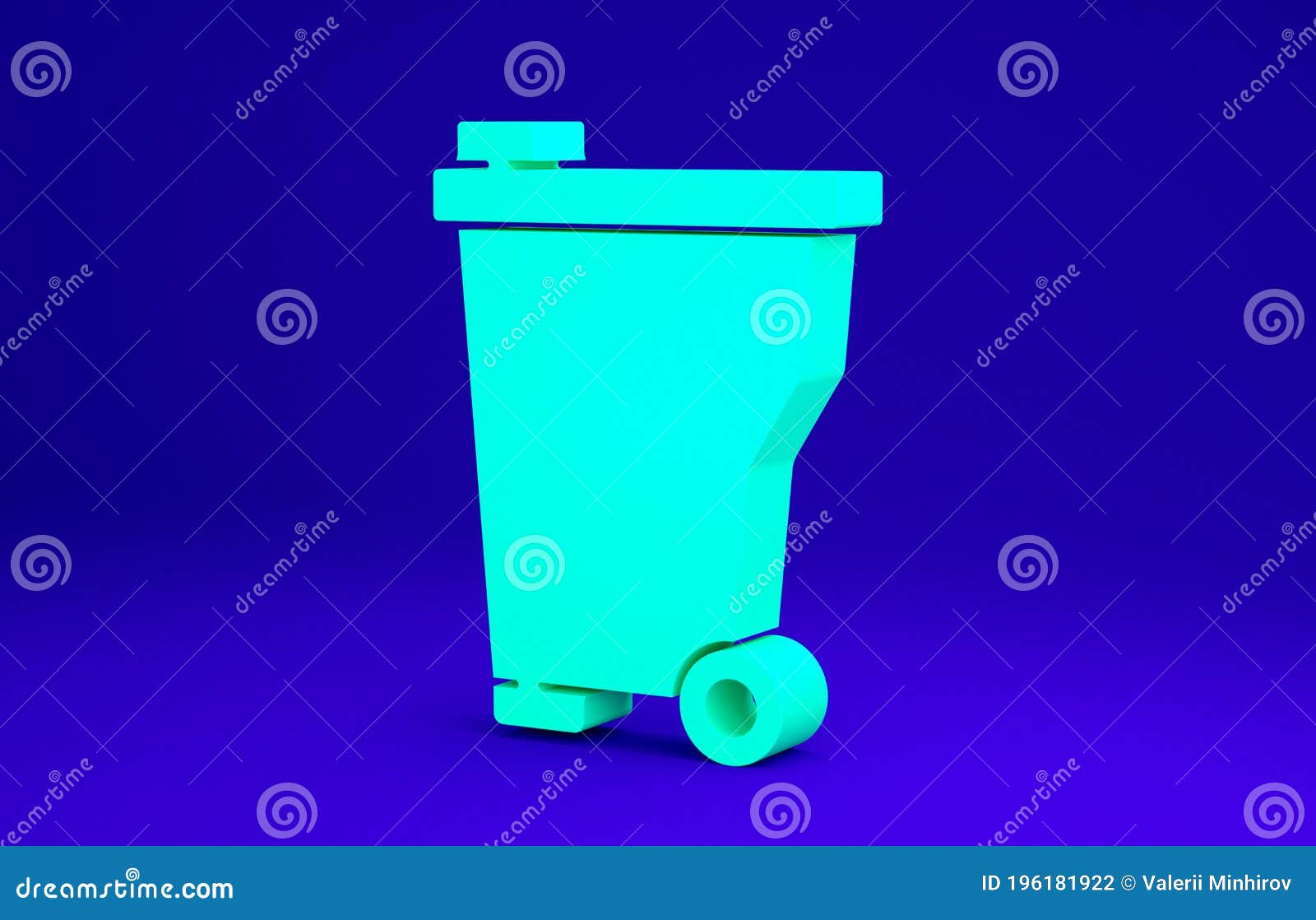 Green Trash Can Icon Isolated on Blue Background. Garbage Bin Sign ...