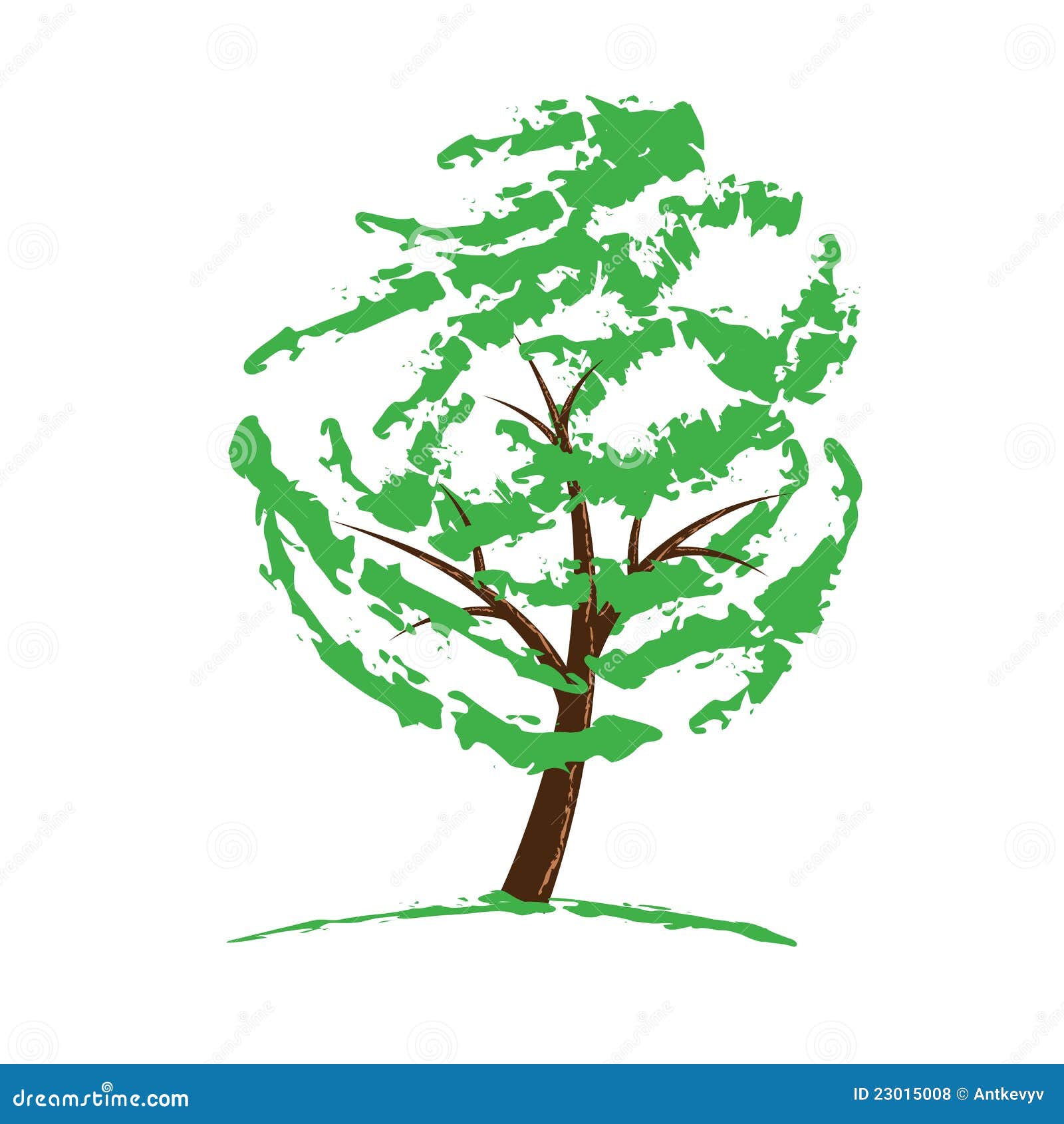 Green Tree Drawing Isolated on White Stock Vector Illustration of