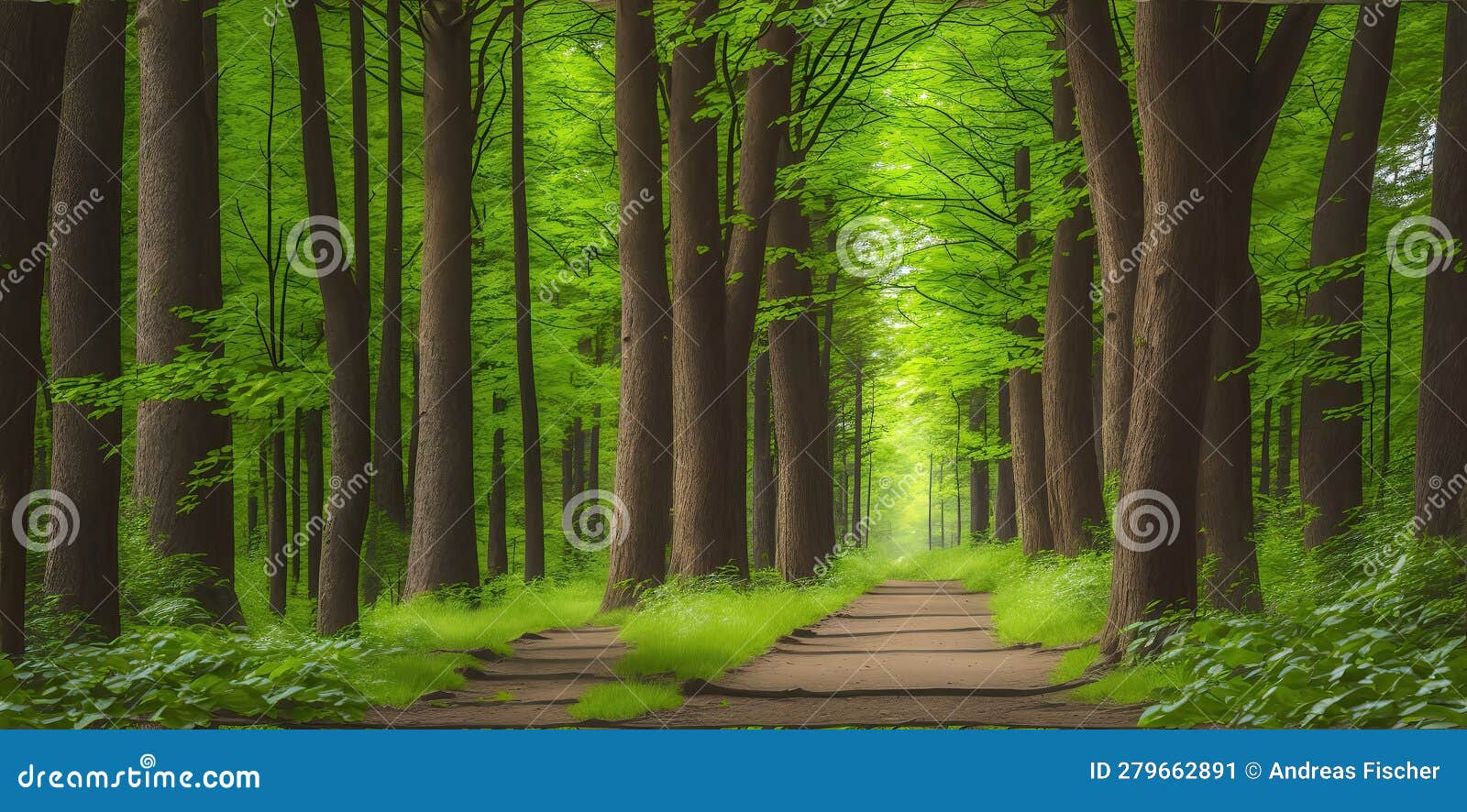 Green Trees in the Forest or Park. Path through the Forest, Path in the ...