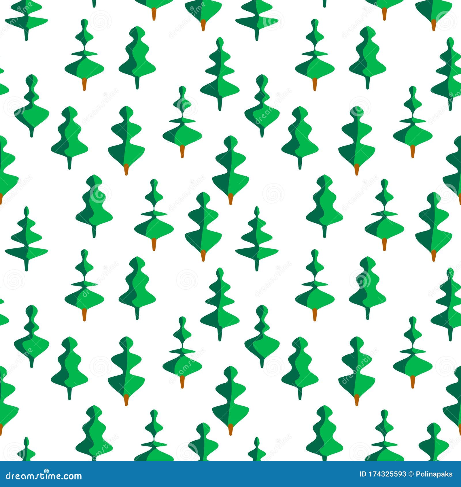 Green Trees on White Background. Day Forest. Simple Seamless Pattern ...