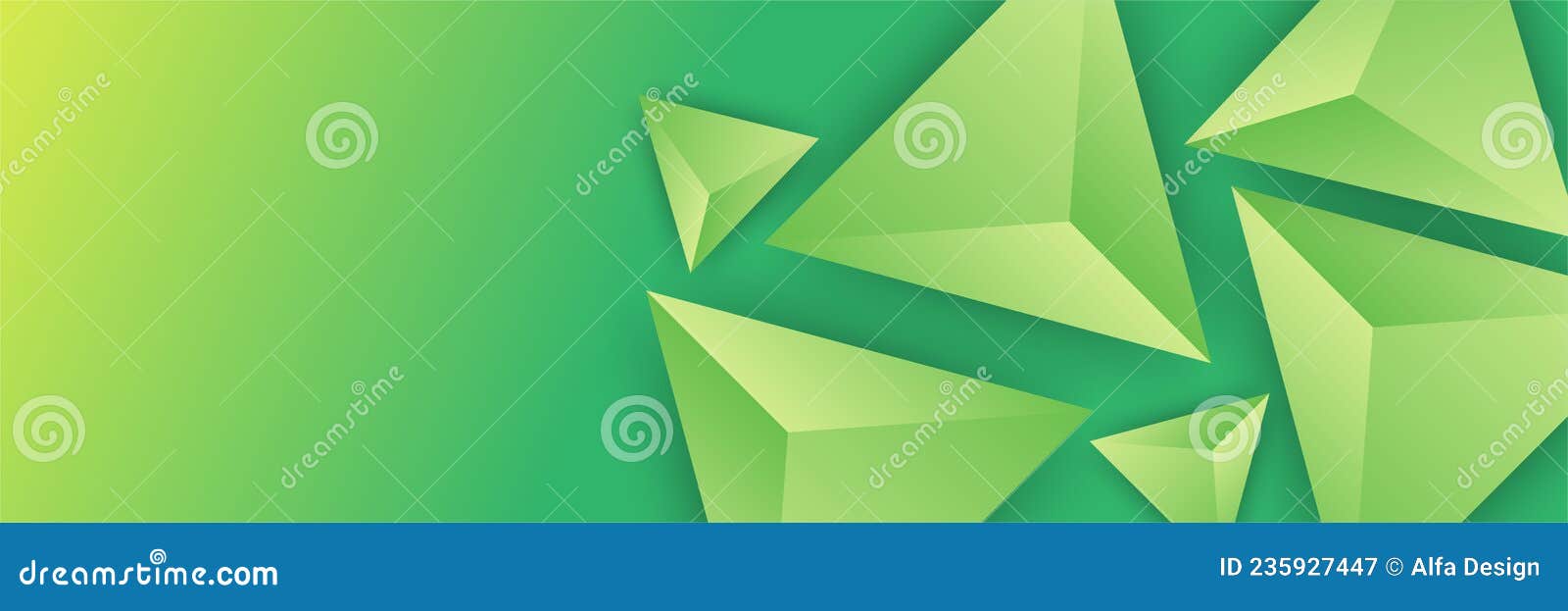 Green Triangle 3d Banner Background. Vector Abstract Graphic Design