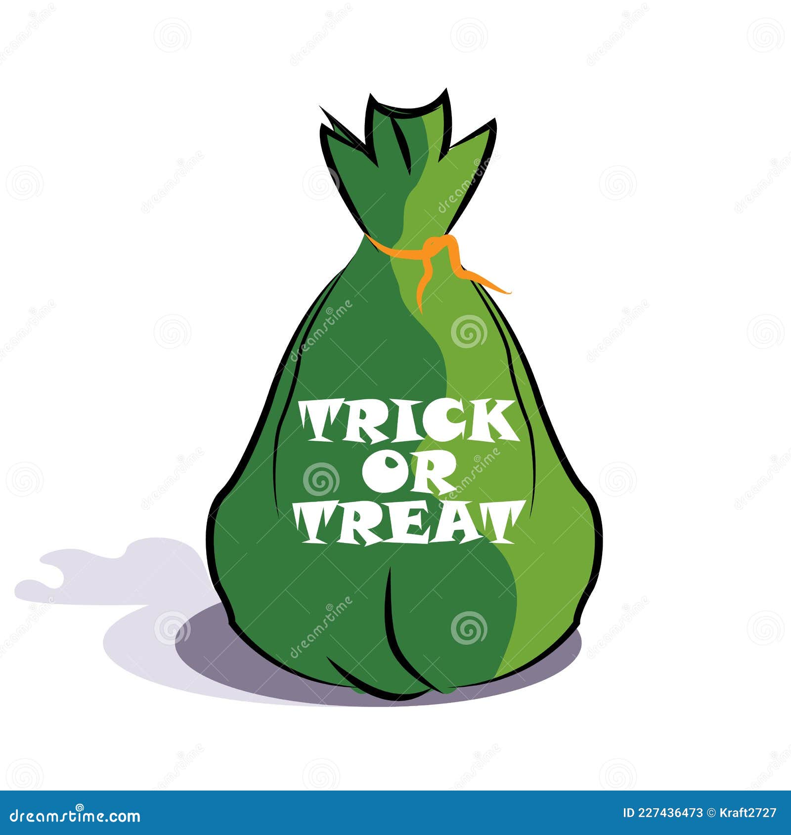 Green Trick or Treat Halloween Bag Stock Vector Illustration of card