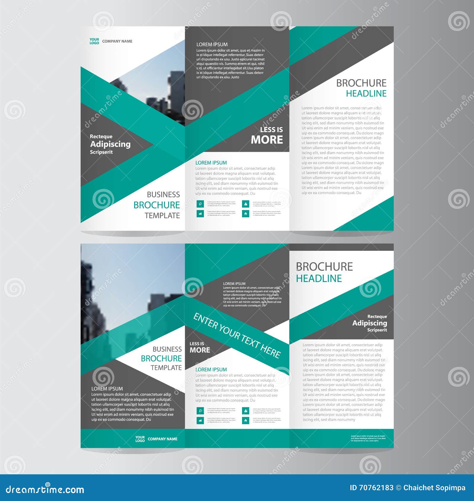 green trifold annual report leaflet brochure flyer template , abstract layout templates