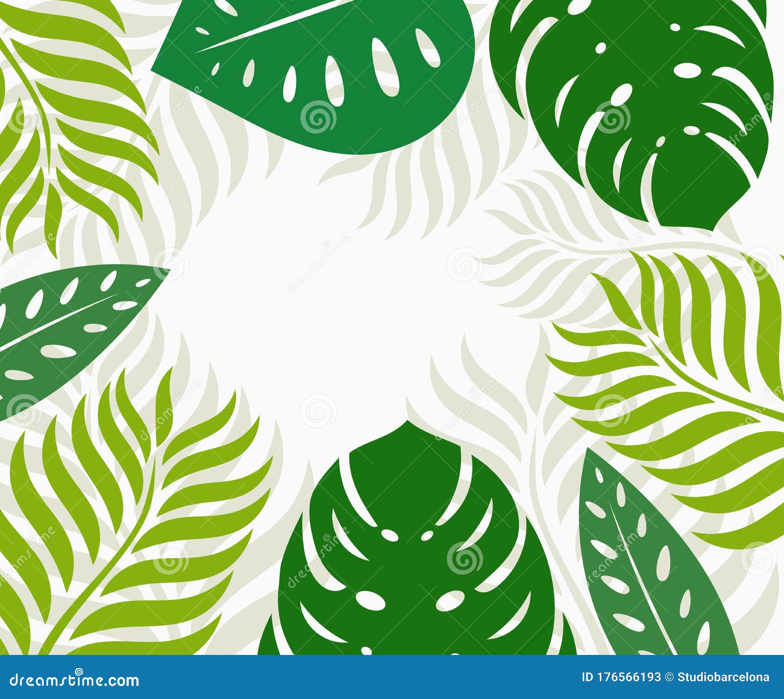 Download Green Tropical Leaves Border Background Stock Vector ...