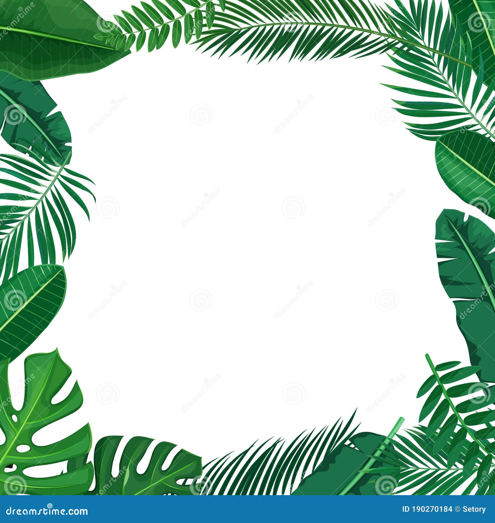 Green Tropical Leaves Frame Stock Vector - Illustration of blank ...