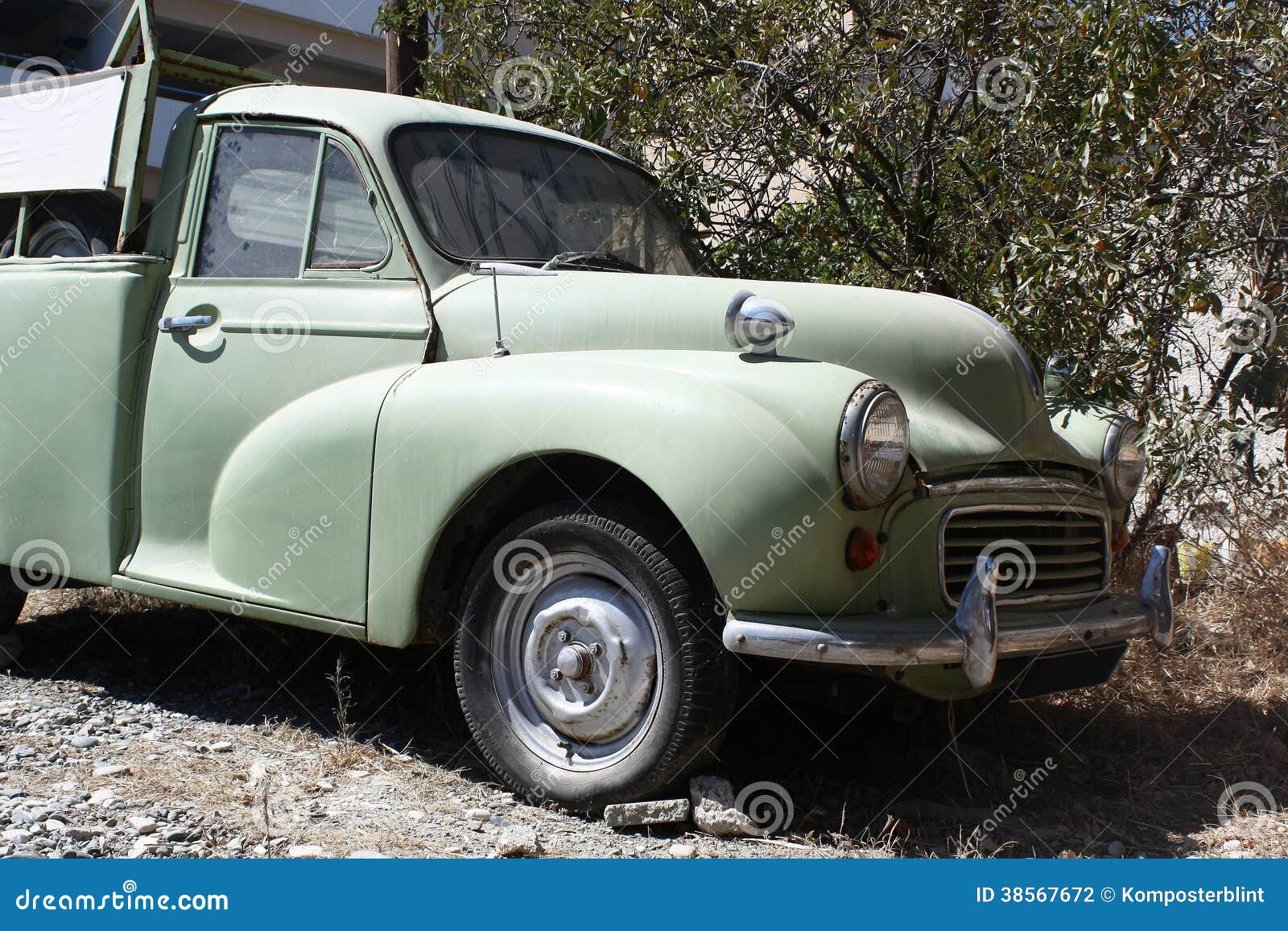 Green van stock photo. Image of objects, green, gravel 38567672
