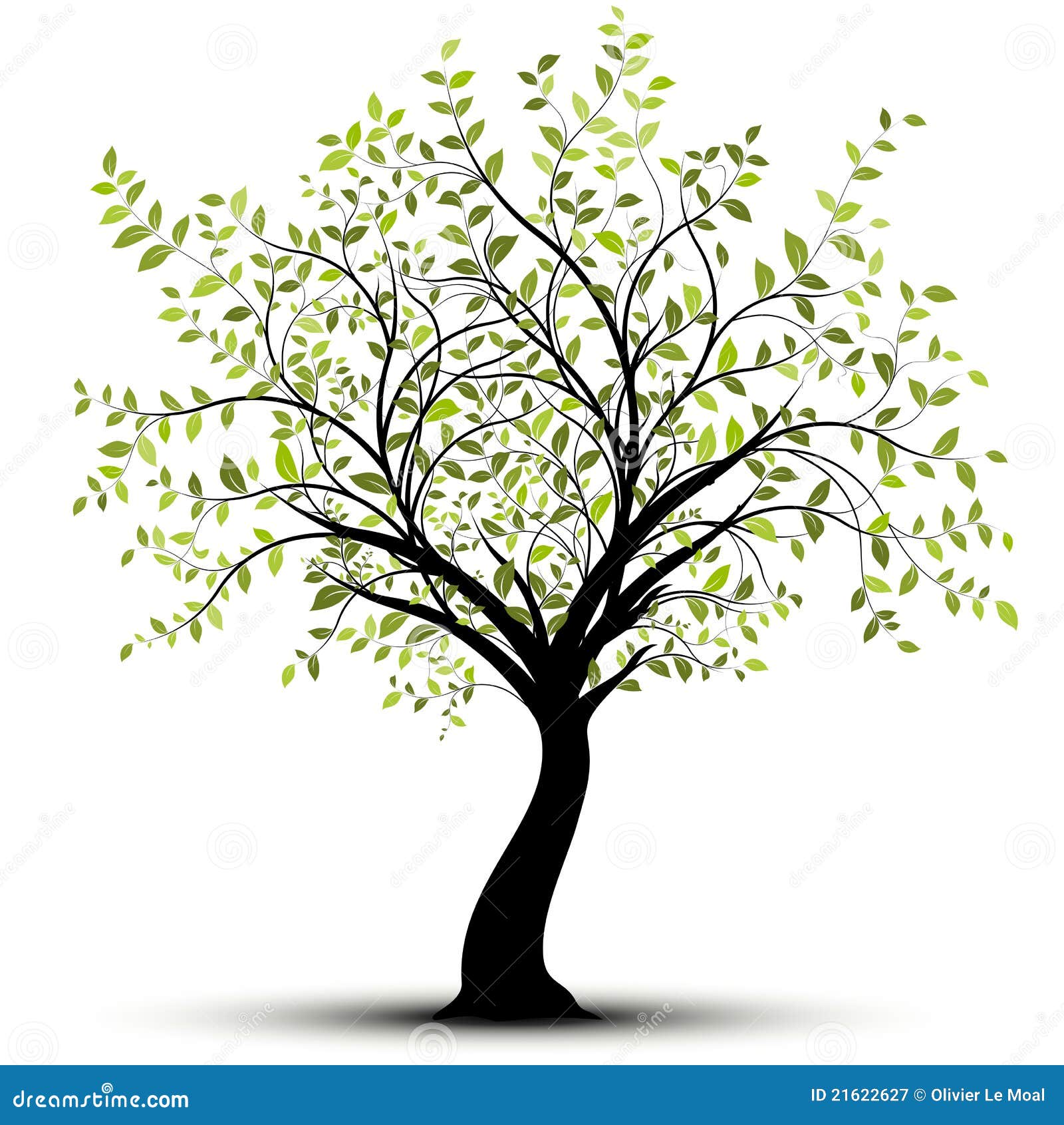Green Vector Tree, White Background Stock Vector - Illustration of