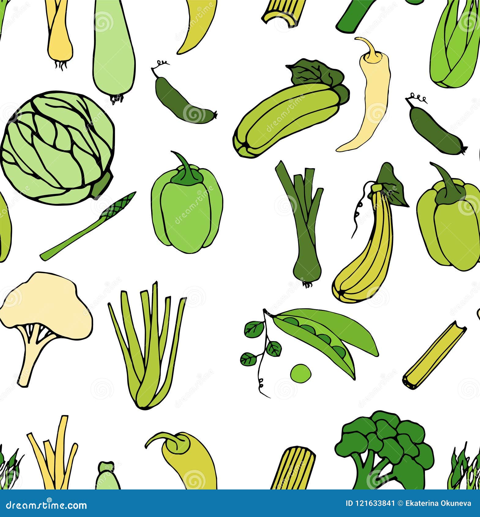 Green Vegetables Seamless Pattern. Bright Cartoon Illustration Stock