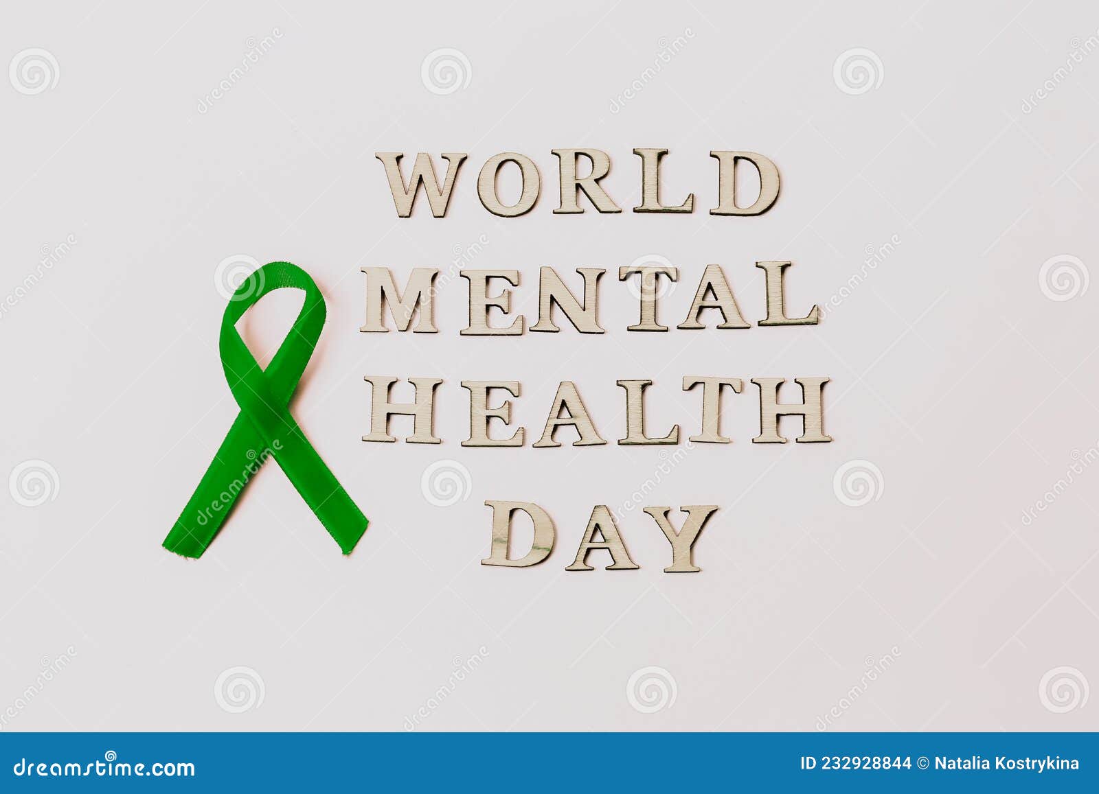 Green Velvet Ribbon on White Background. World Mental Health Day ...