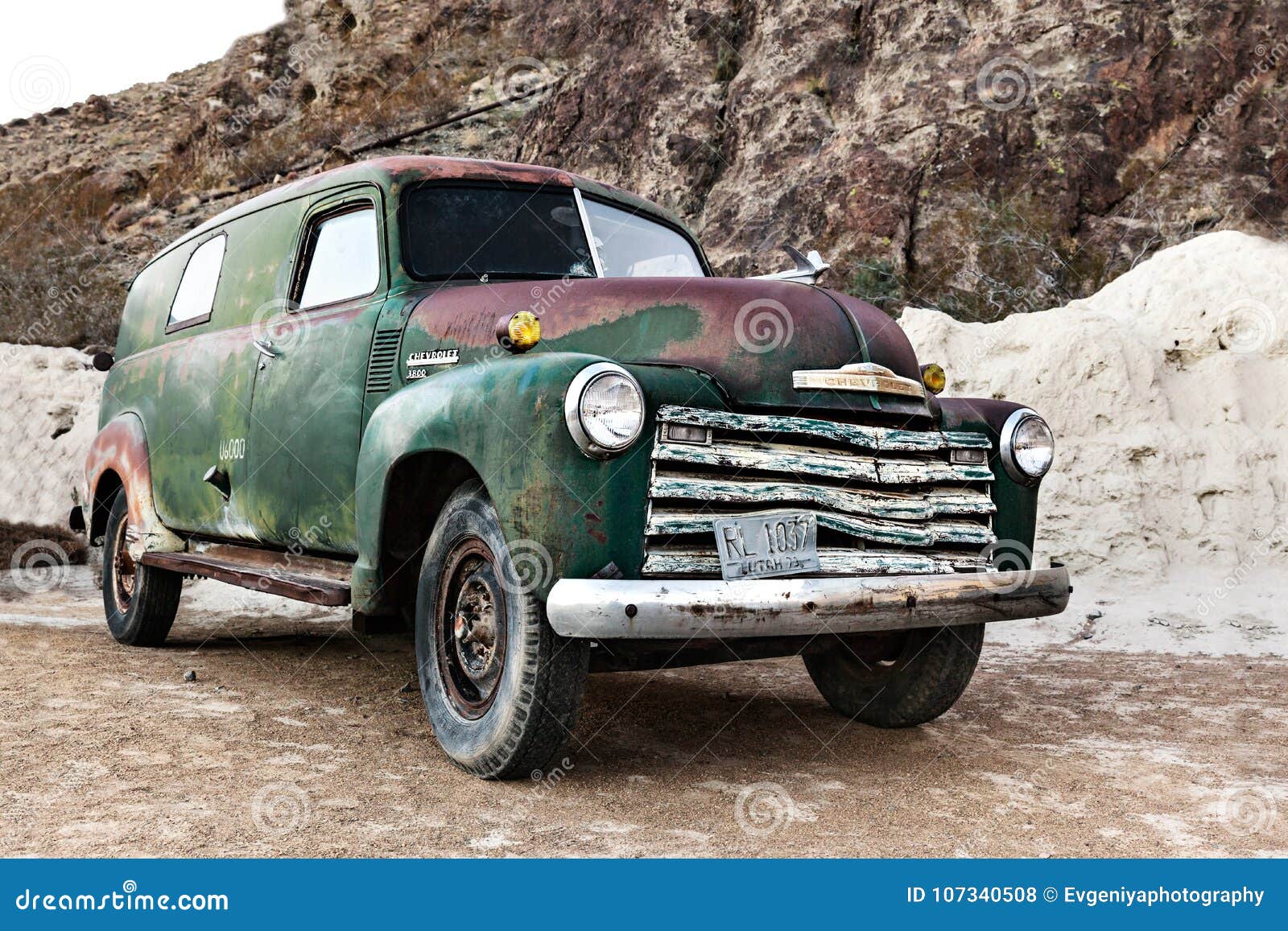 green vintage car desert nevada usa nelson november old rusty truck ghost town image