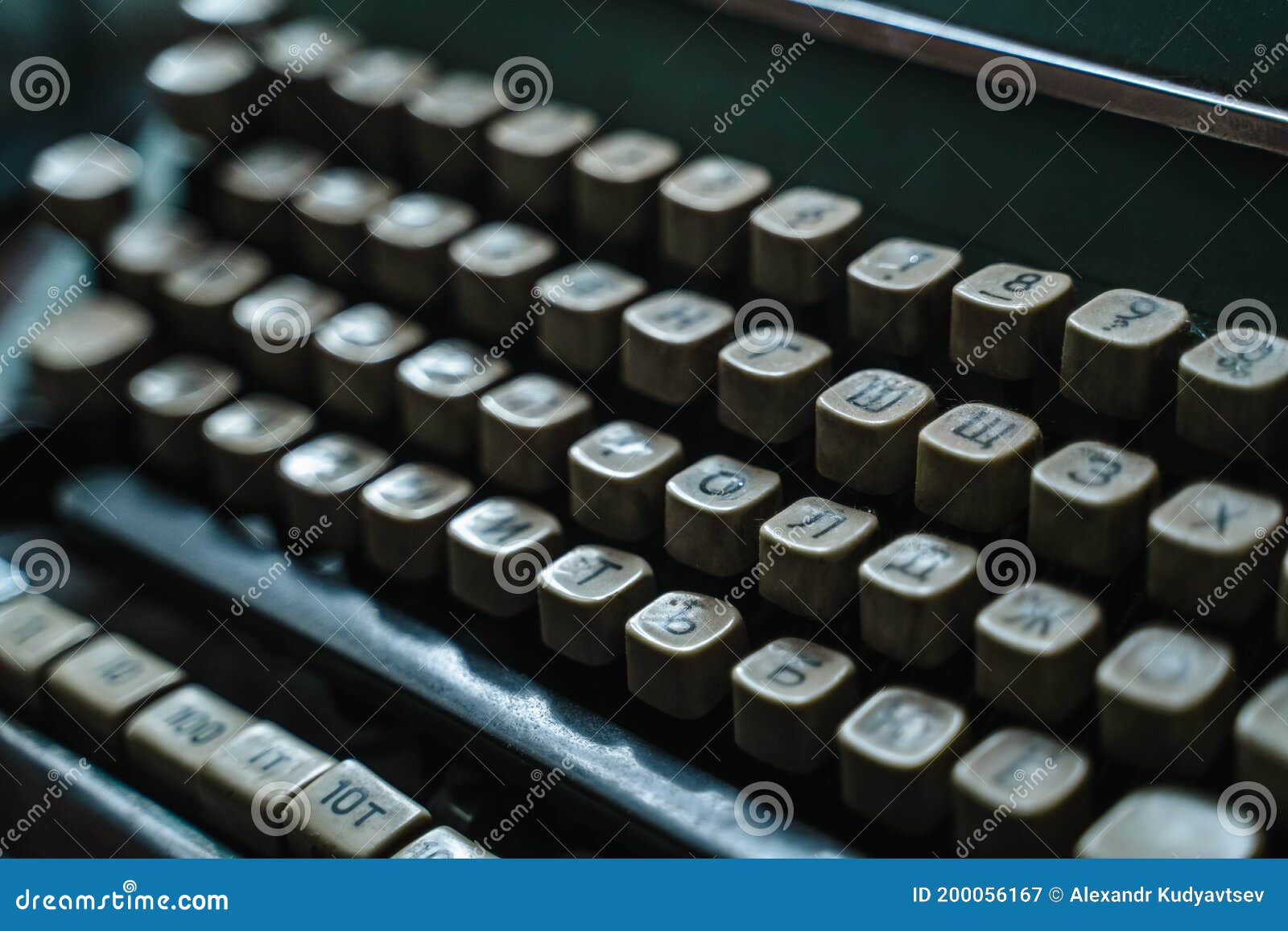Green Vintage Typewriter Close Up Stock Image Image of page, text