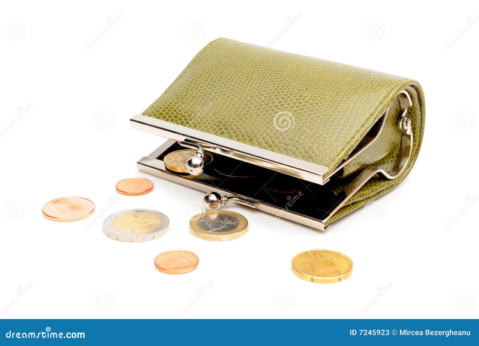 Green wallet and coins stock image. Image of paying, broke 7245923