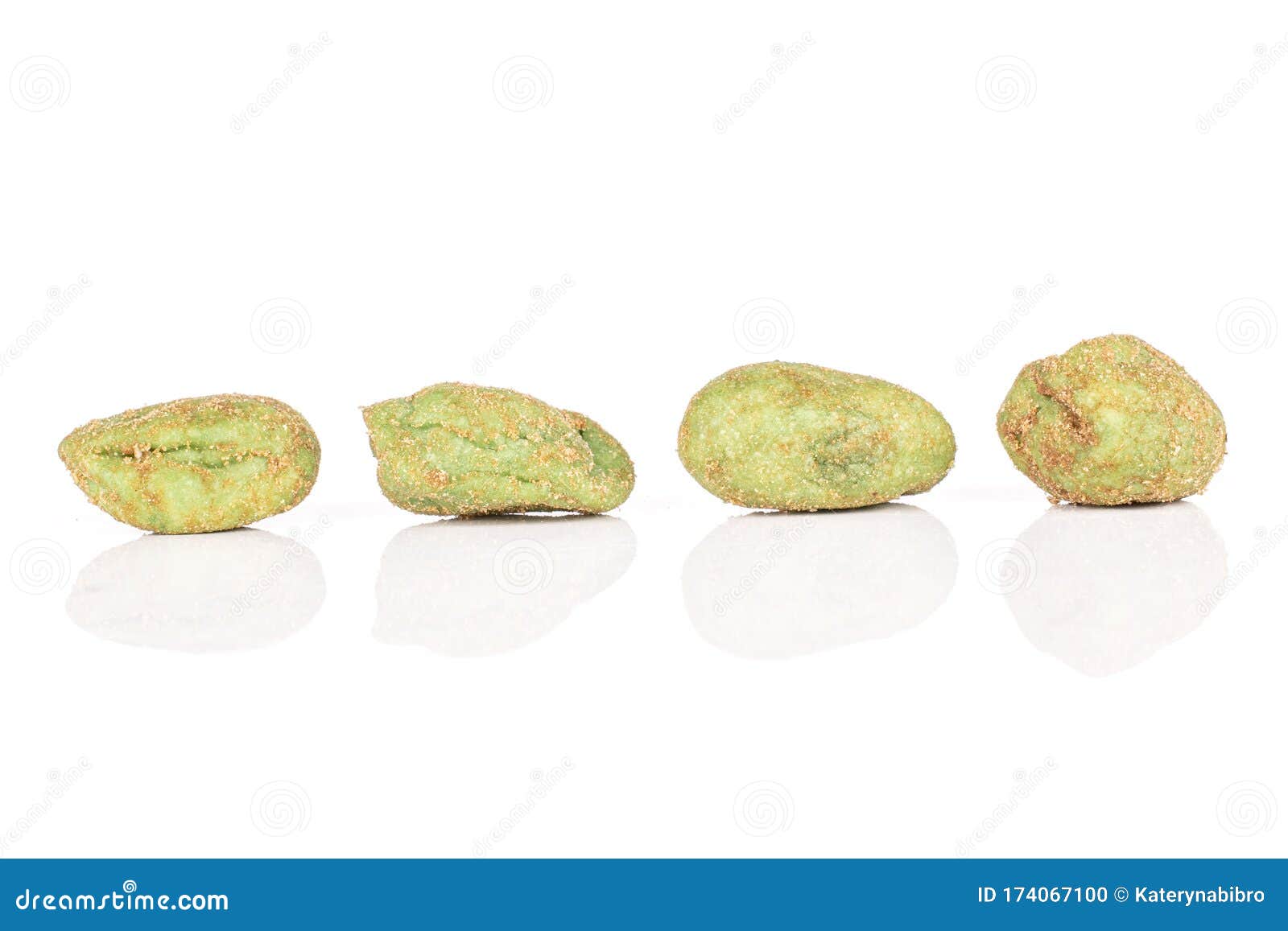 Green Wasabi Peanut Isolated on White Stock Photo Image of four