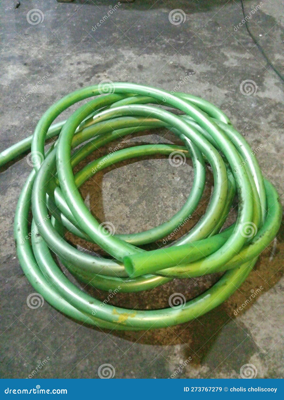 Green Water Hose on the Floor Stock Image Image of floor, water