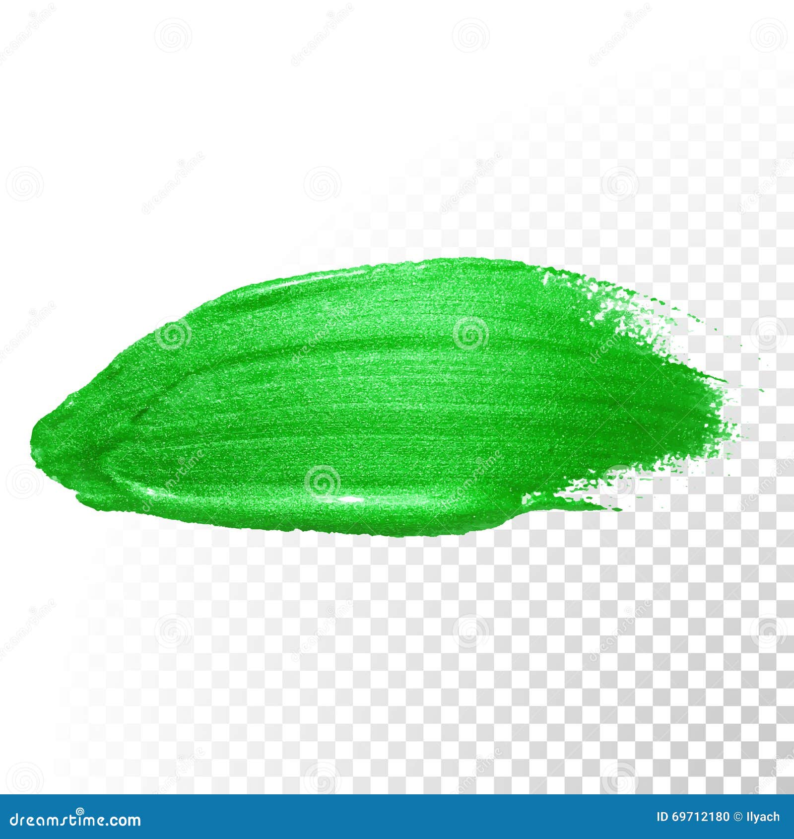 Green Watercolor Brush Abstract Stroke. Vector Oil Paint. Polish Smear