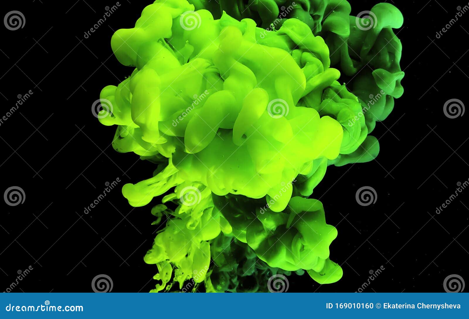 Green Watercolor Ink in Water on a Black Background Stock Photo - Image ...