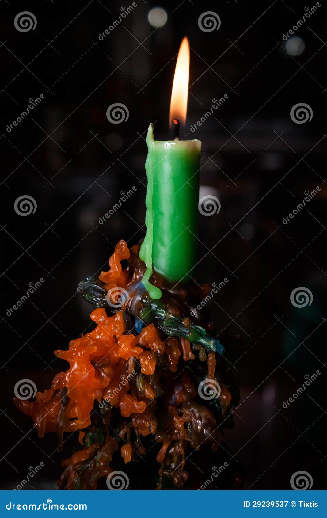 Green wax candle stock image. Image of wick, green, glow 29239537