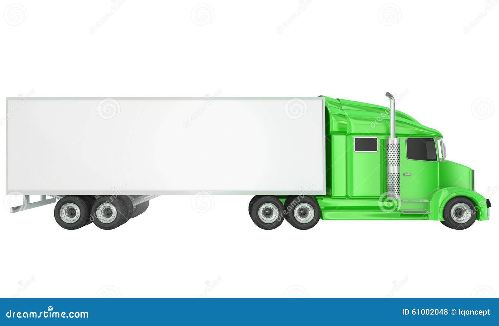 green 18 wheeler class 8 truck blank copy space trailer