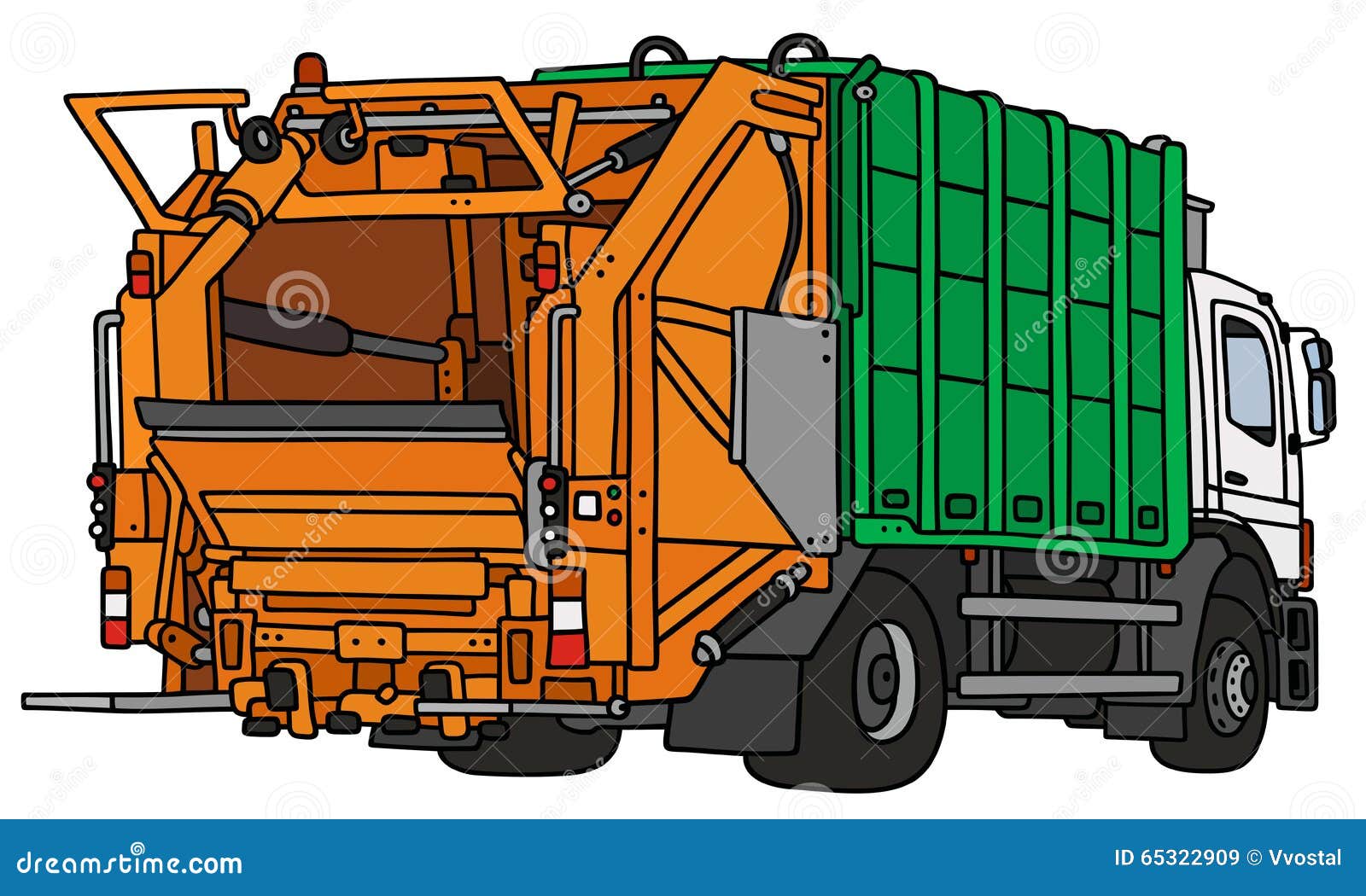 Green and white dustcart stock vector. Illustration of back - 65322909