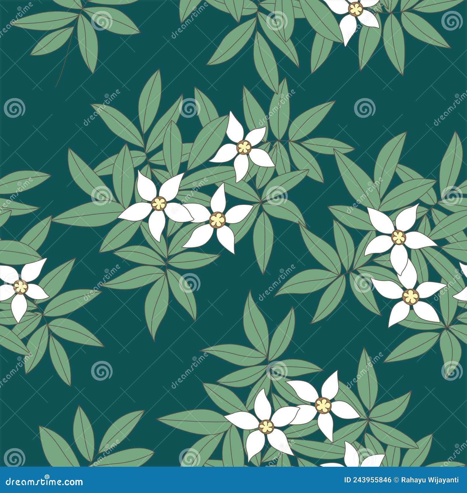 green white flower seamless pattern (choisya ternata)