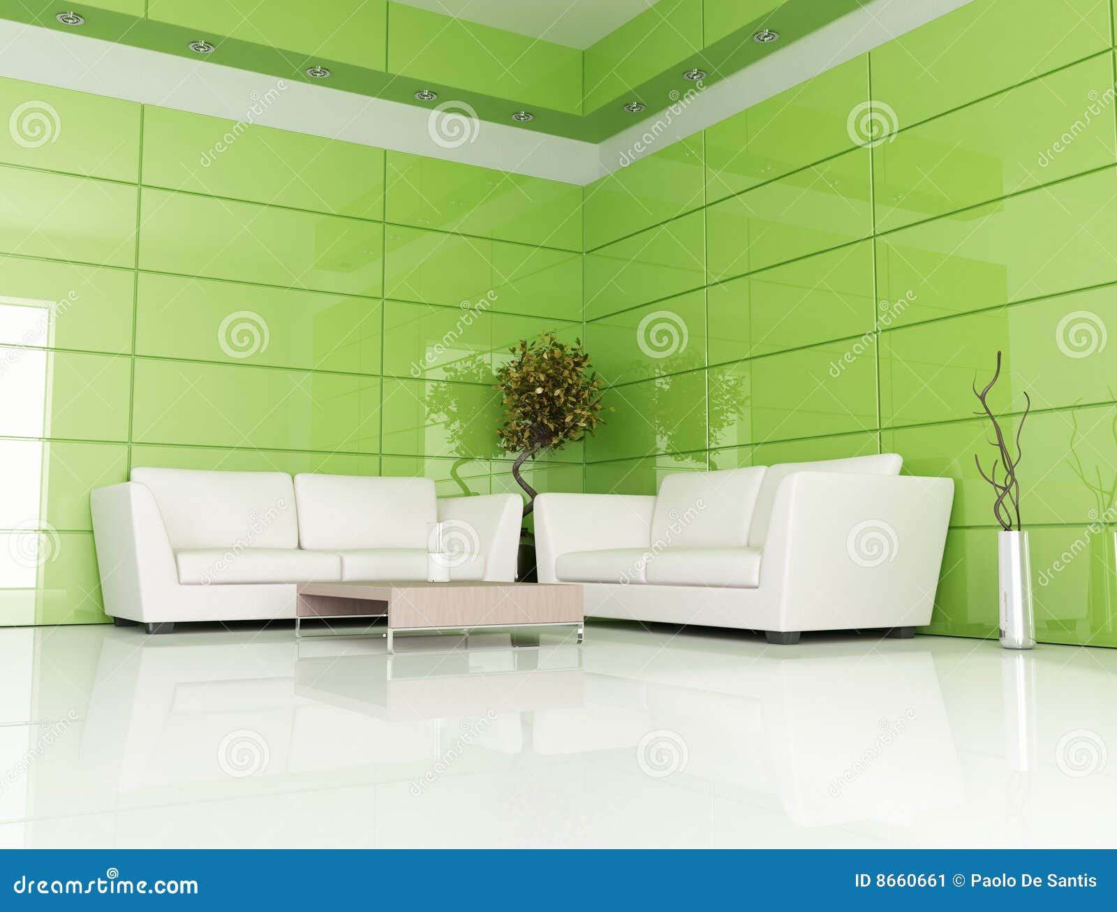 Green And White Living Room Stock Image Image 8660661