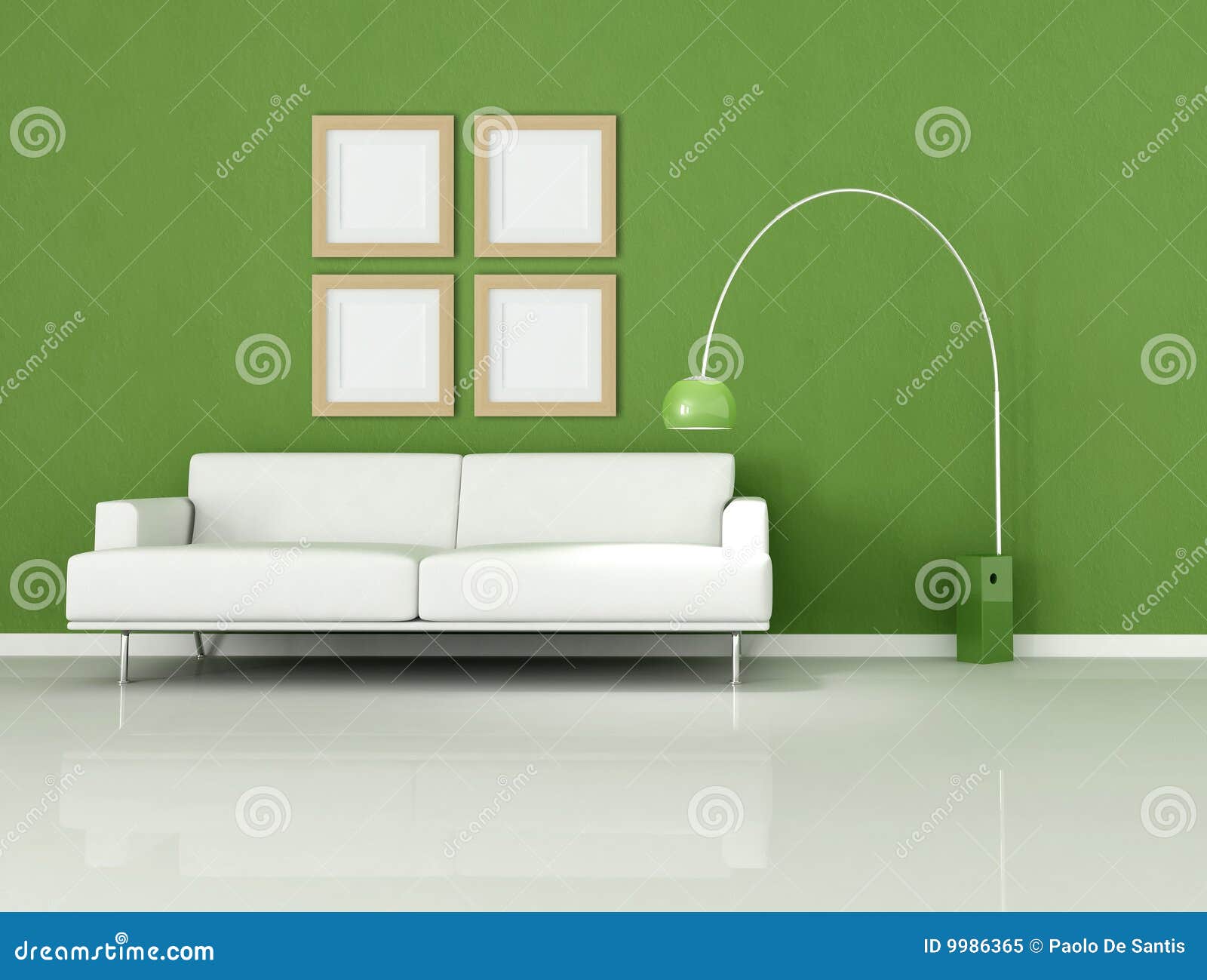 Green And White Minimal Living Room Royalty Free Stock Photo