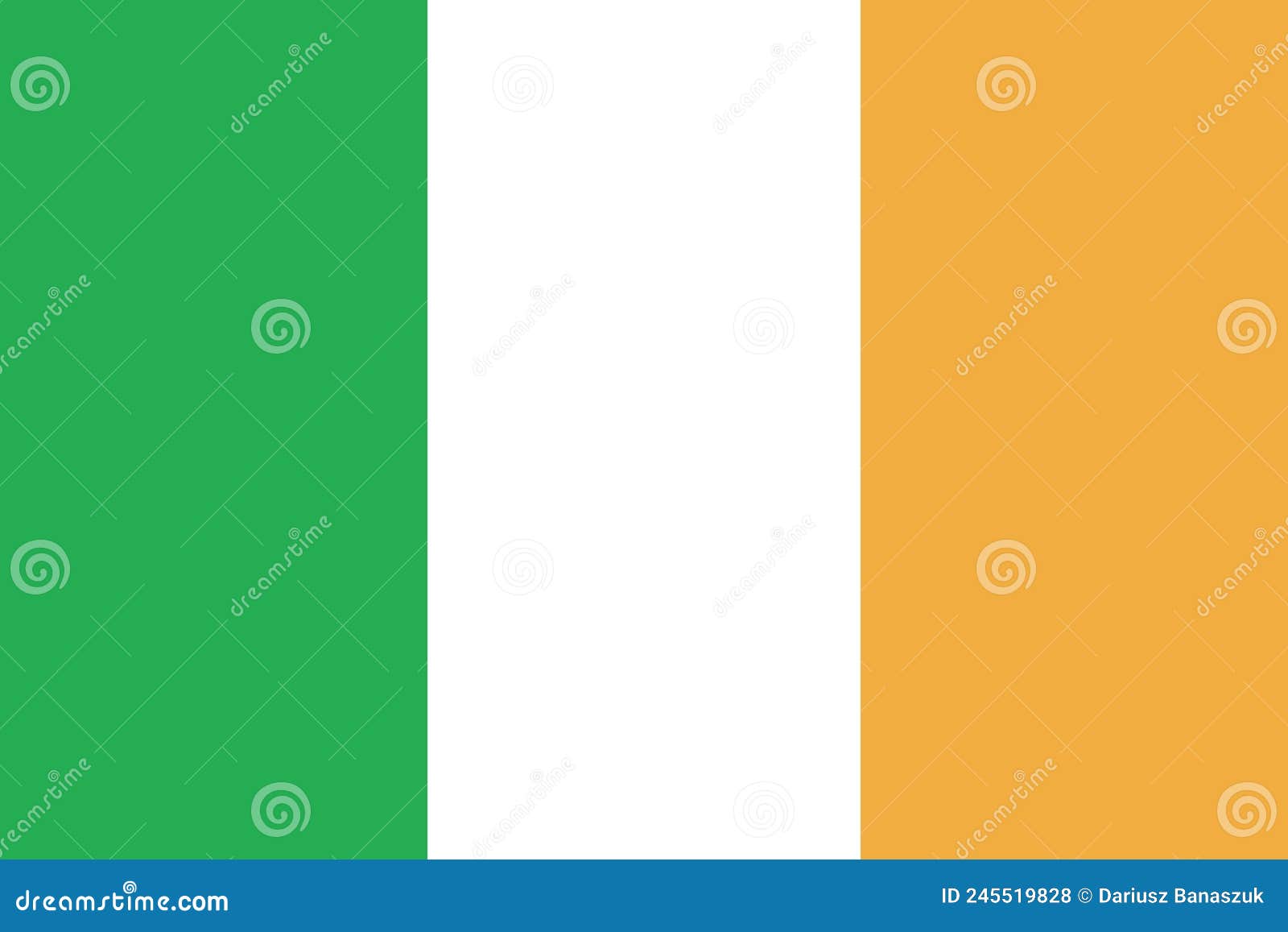 Green and White Orange Flag of Ireland. Stock Illustration