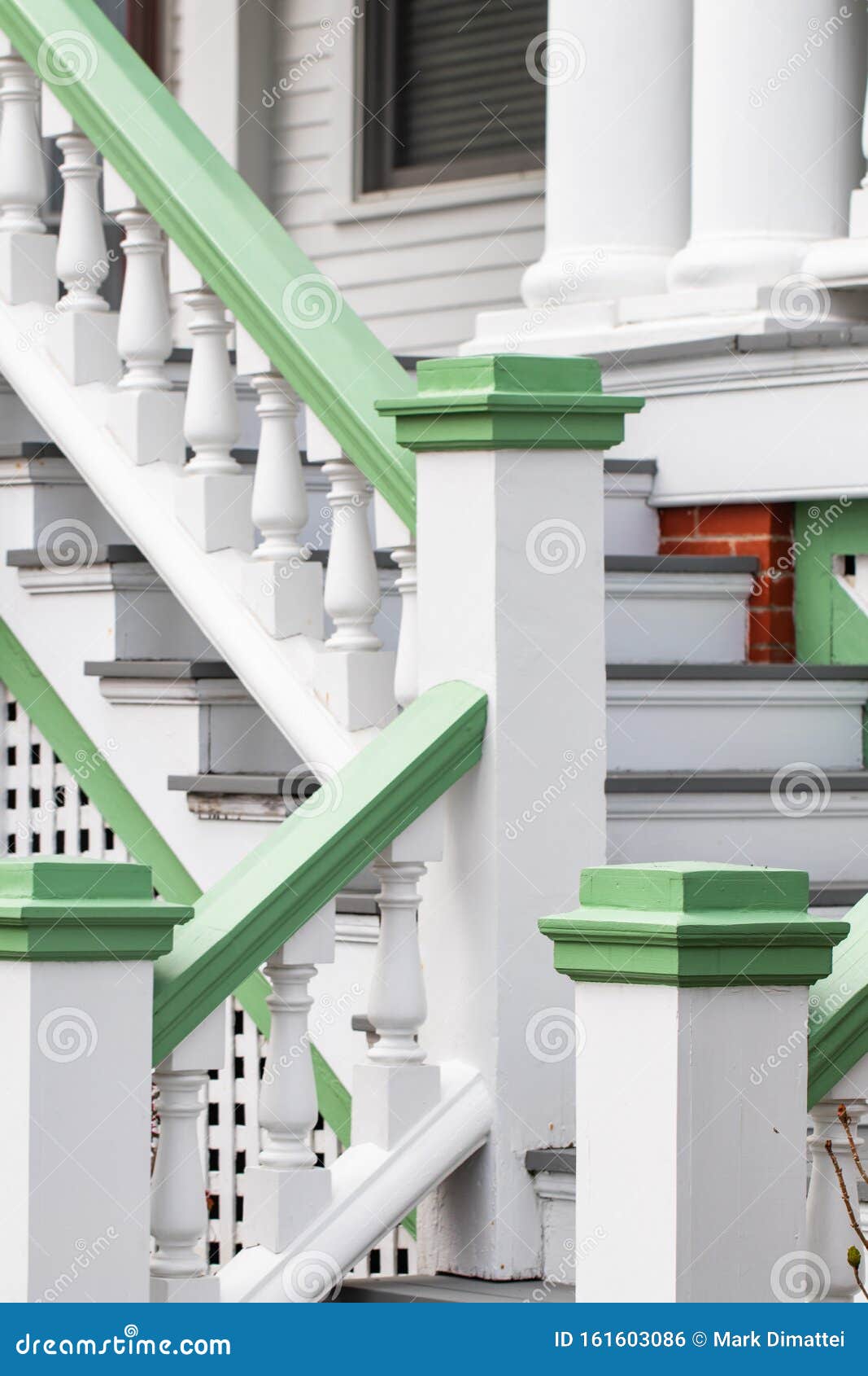 Green and White Paint Porch Design Outside of a House Stock Photo ...