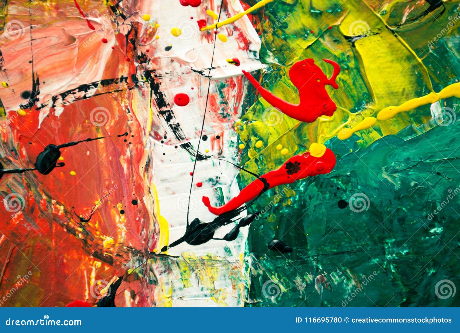 Green, White, And Red Abstract Painting Picture. Image 116695780