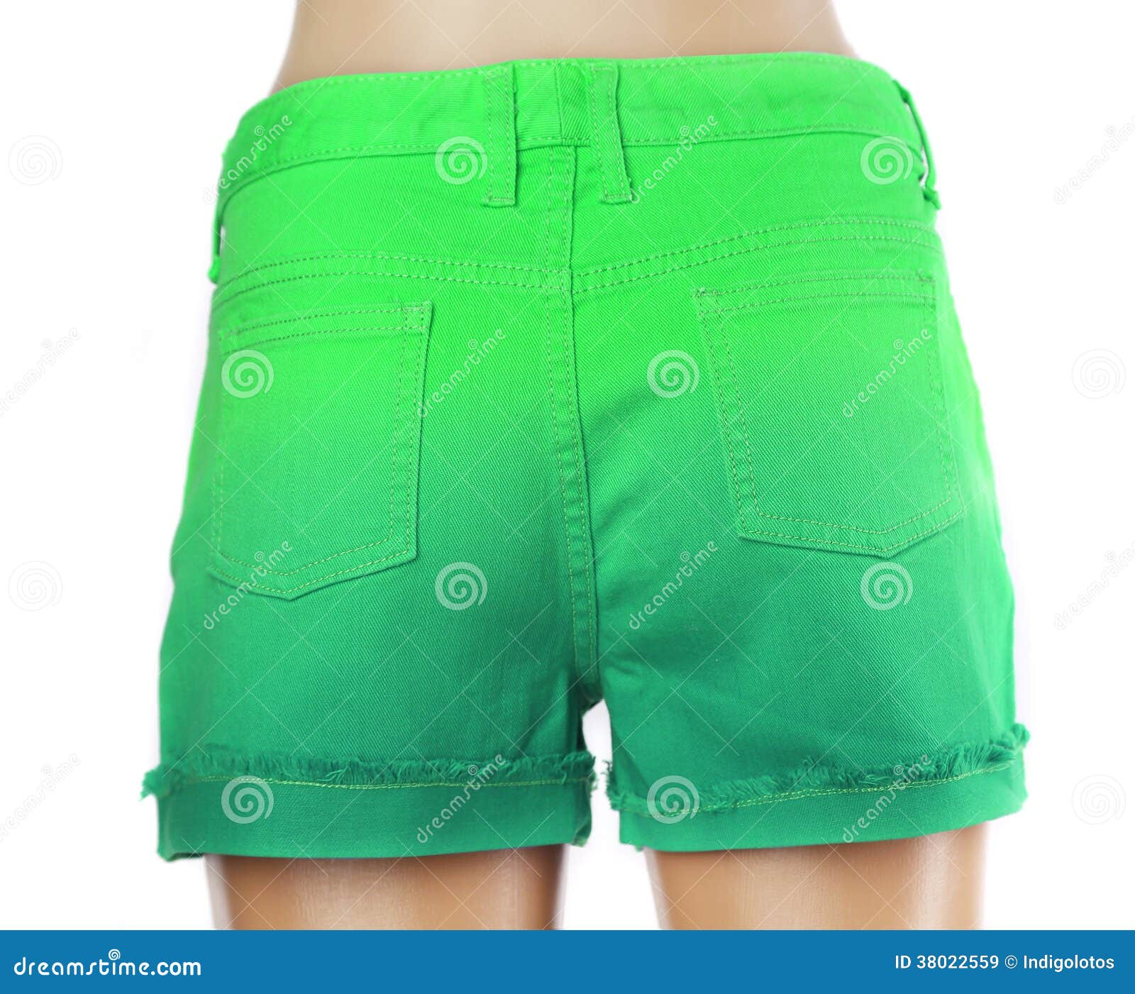 Green women jeans shorts. stock image. Image of dressing 38022559