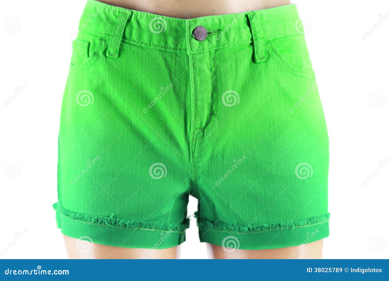 Green women jeans shorts. stock image. Image of green 38025789