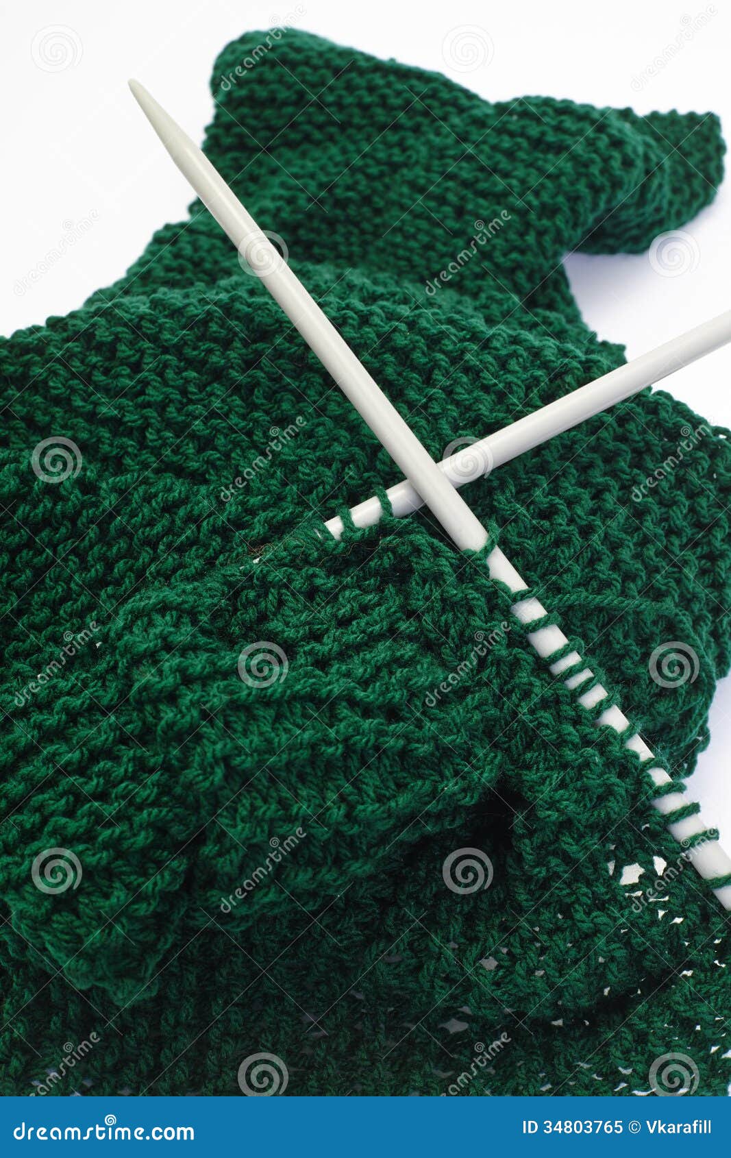 Green Wool Cloth while Knitting Stock Image - Image of wool, hobby