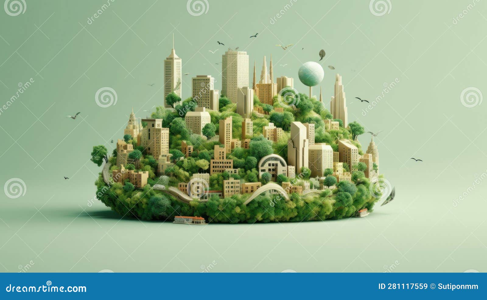the green world and green cities eco concept. generative ai