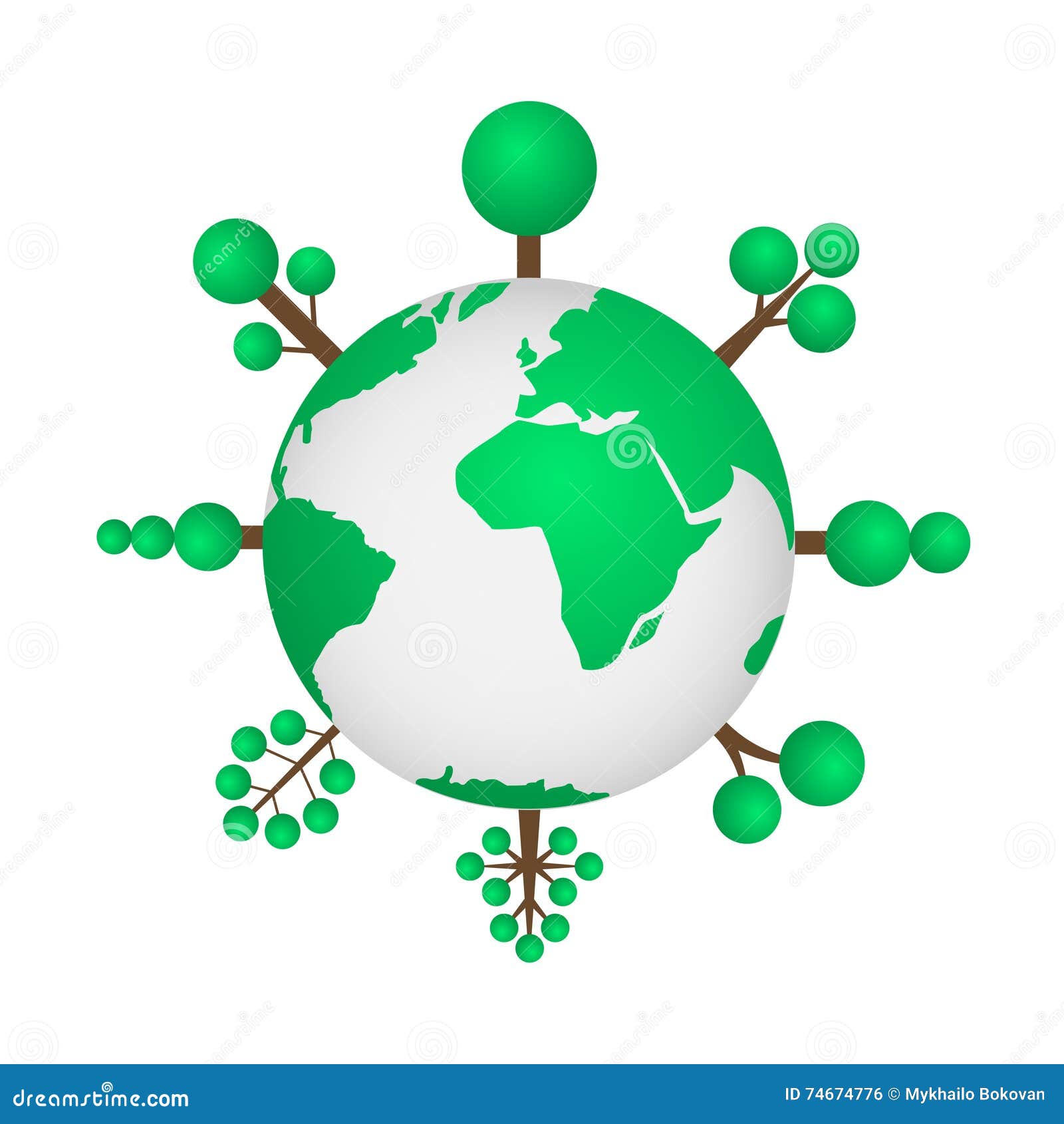 Green world map stock vector. Illustration of lush, branch 74674776