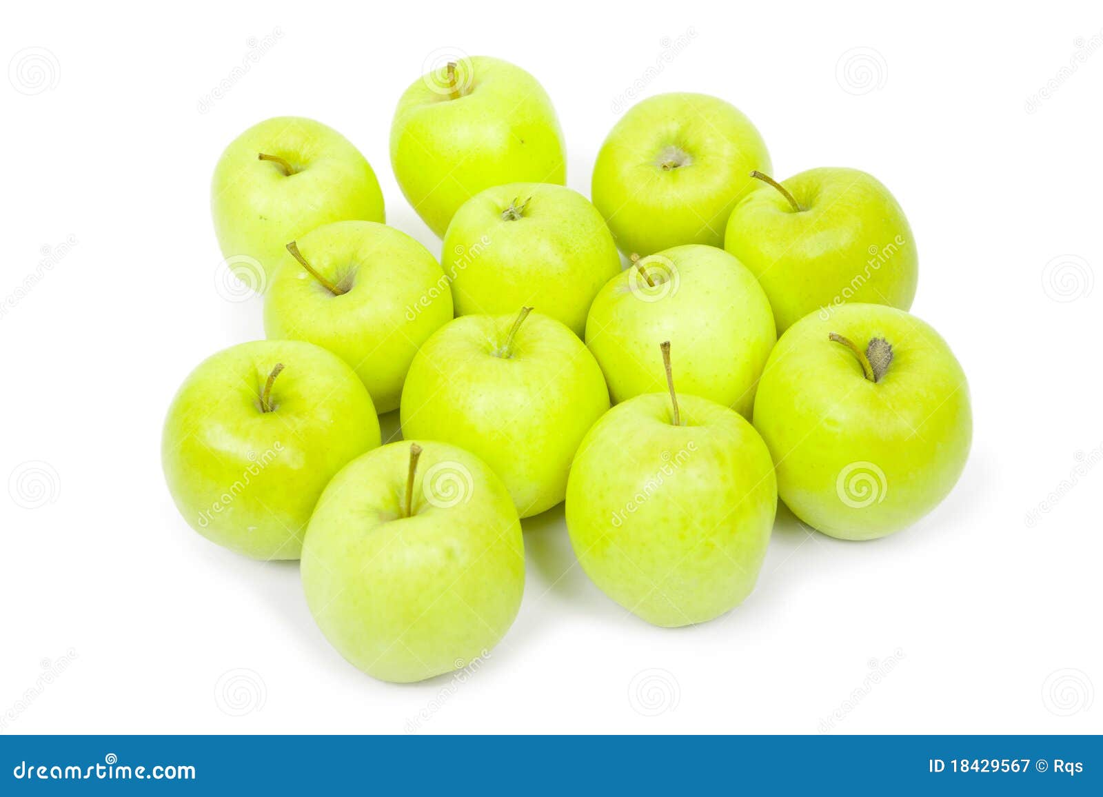 Green And Yellow Apples On A White Background Stock Image Image of