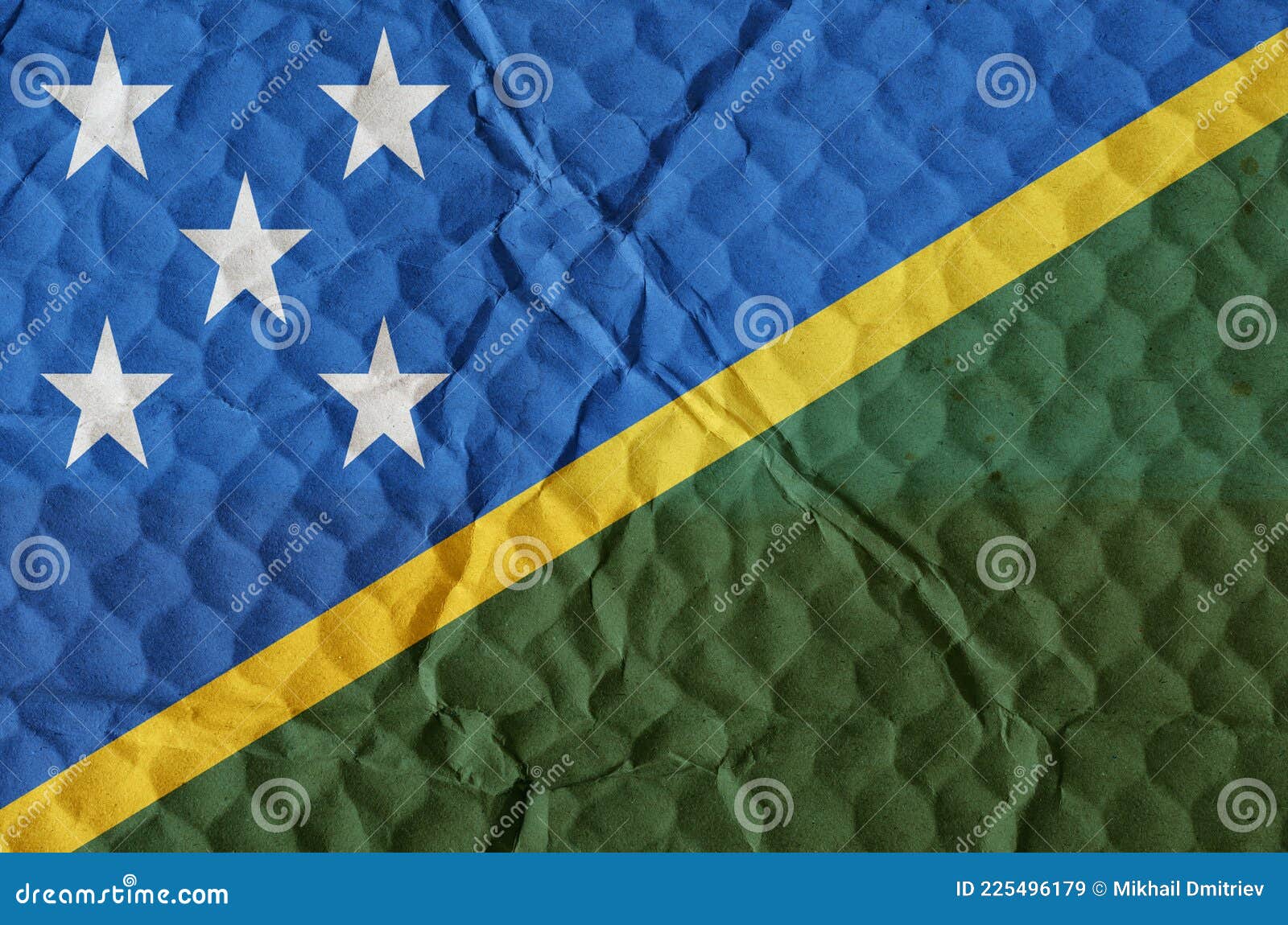 Green-yellow-blue Flag with Stars of the Solomon O Image - Image of independence, oceania: 225496179