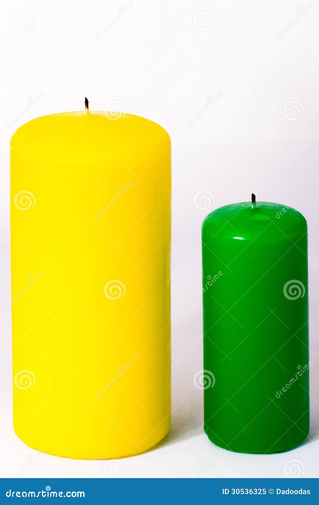 Green and Yellow Candle on a White Background Stock Image Image of burning, holiday 30536325