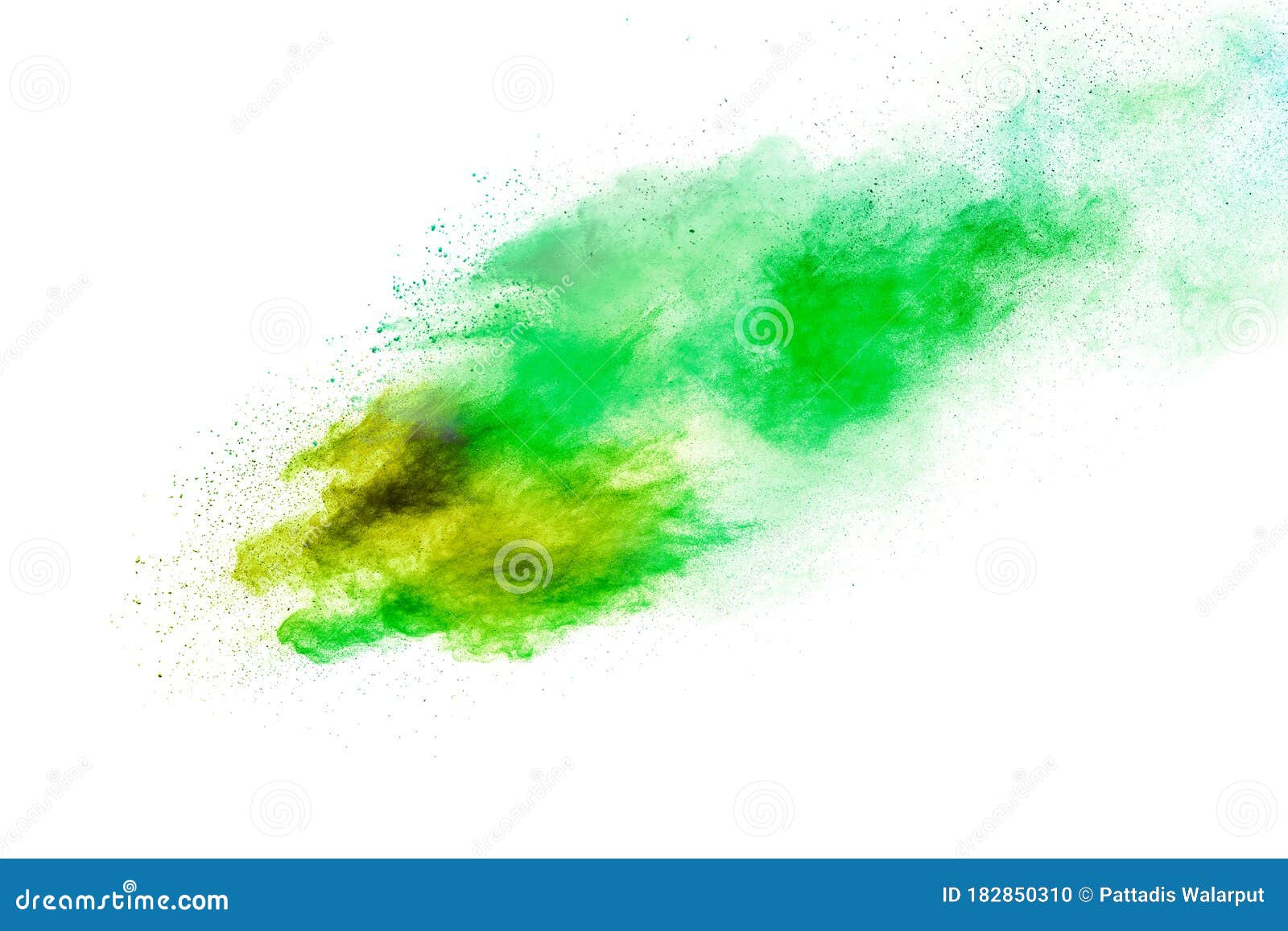 Green Yellow Dust Splash.Green Yellow Color Powder Explosion Cloud on