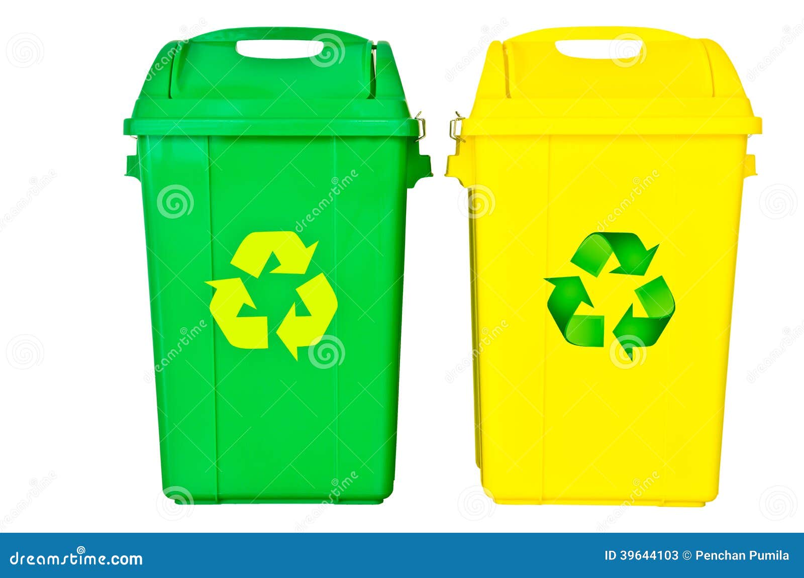 Green and Yellow Recycle Bin Stock Image Image of recycle, plastic 39644103