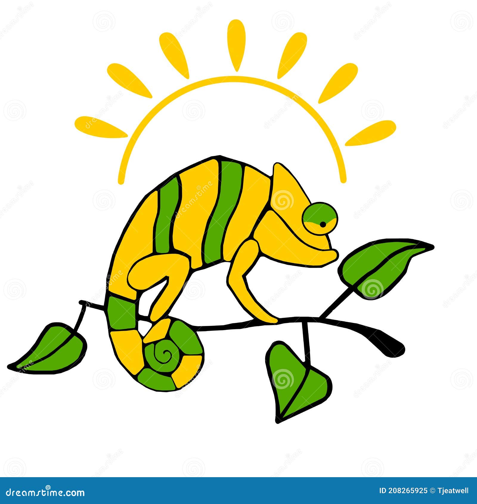 green and yellow sunny chameleon