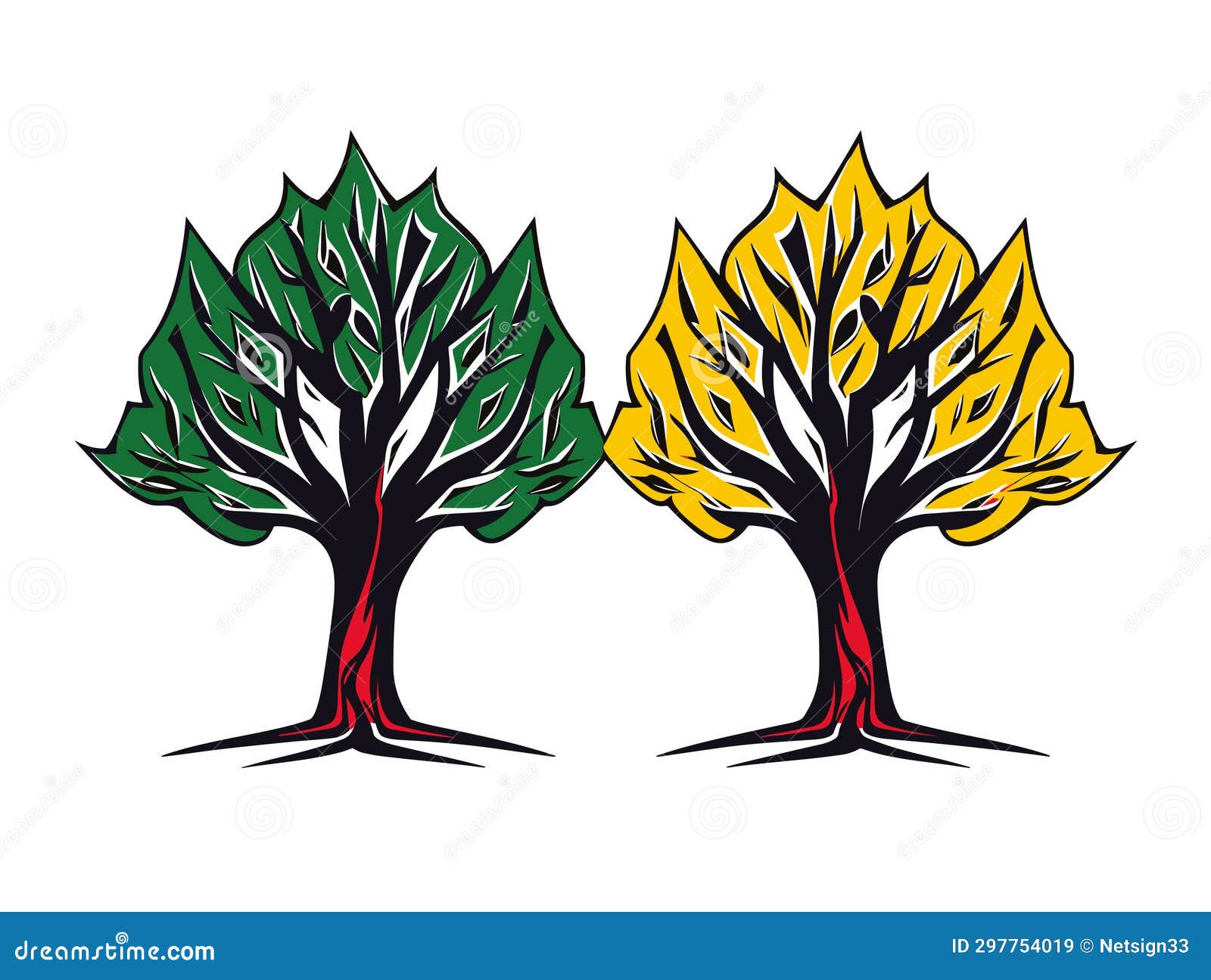 A Green and Yellow Tree a Colorful Tree Logo Icon Stock Illustration