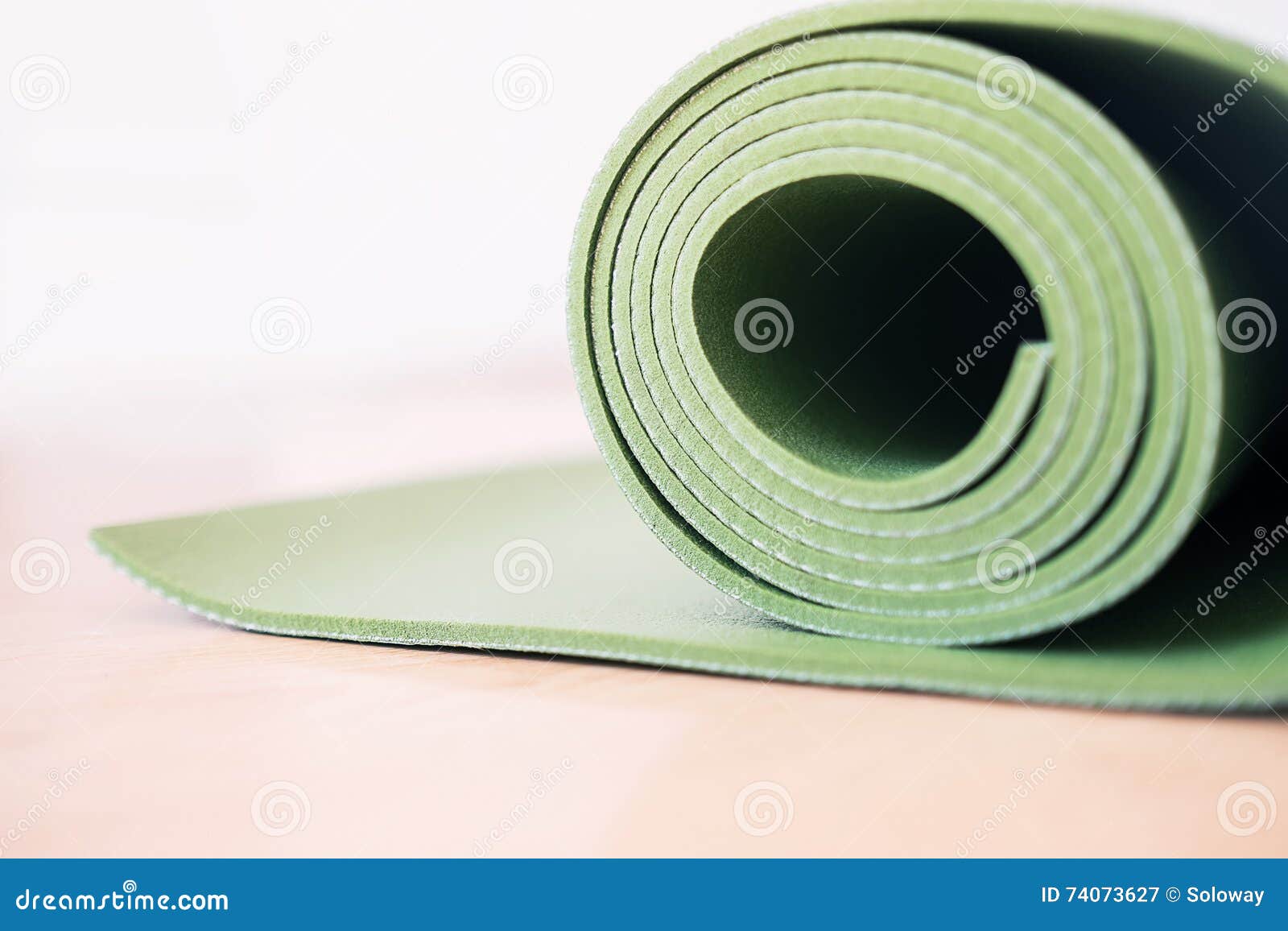 Green Yoga Mat Rolled Up after Training Stock Image - Image of indoors ...