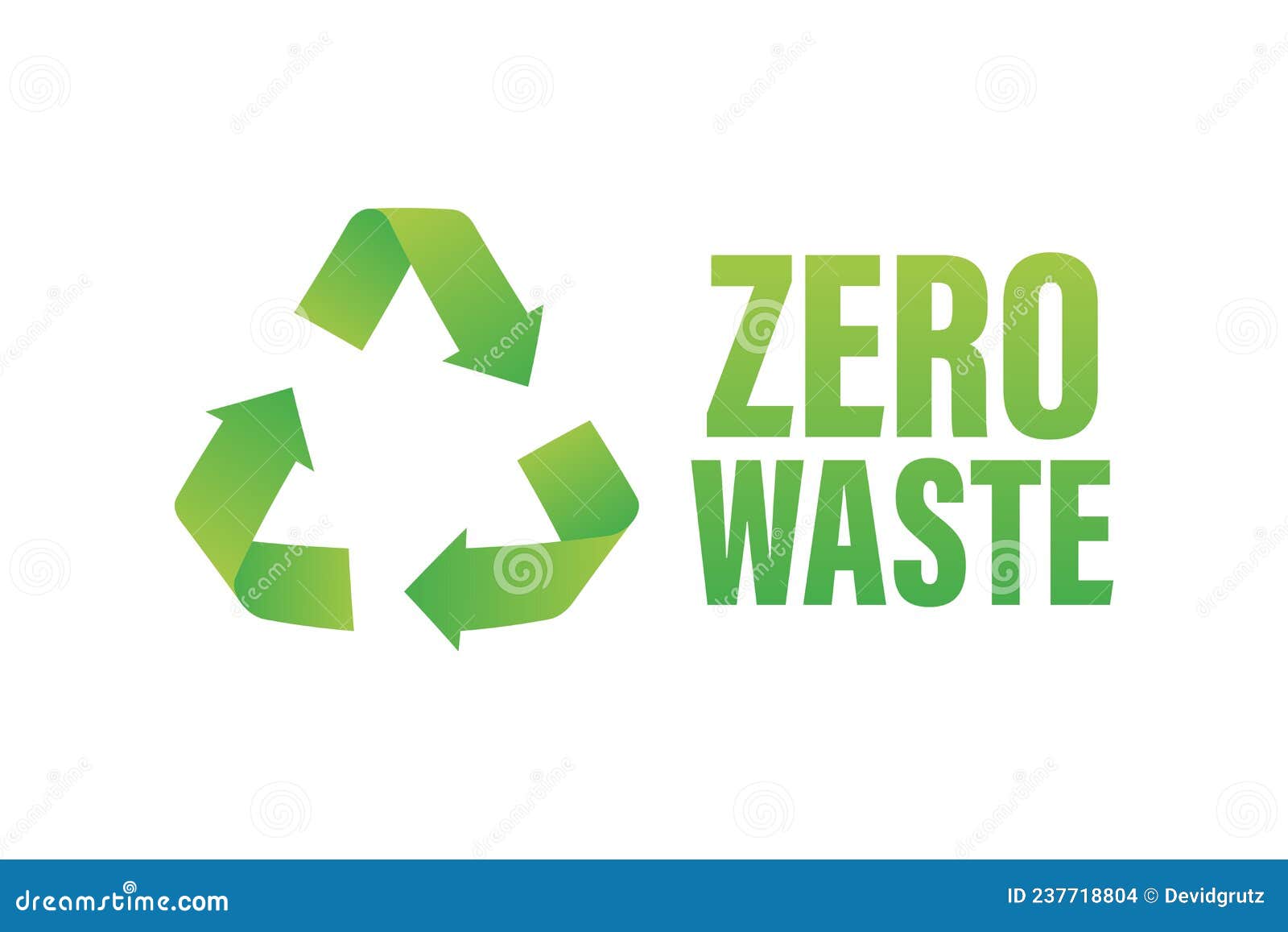 Green Zero Waste Sign. Vector Logo Illustration. Doodle Vector