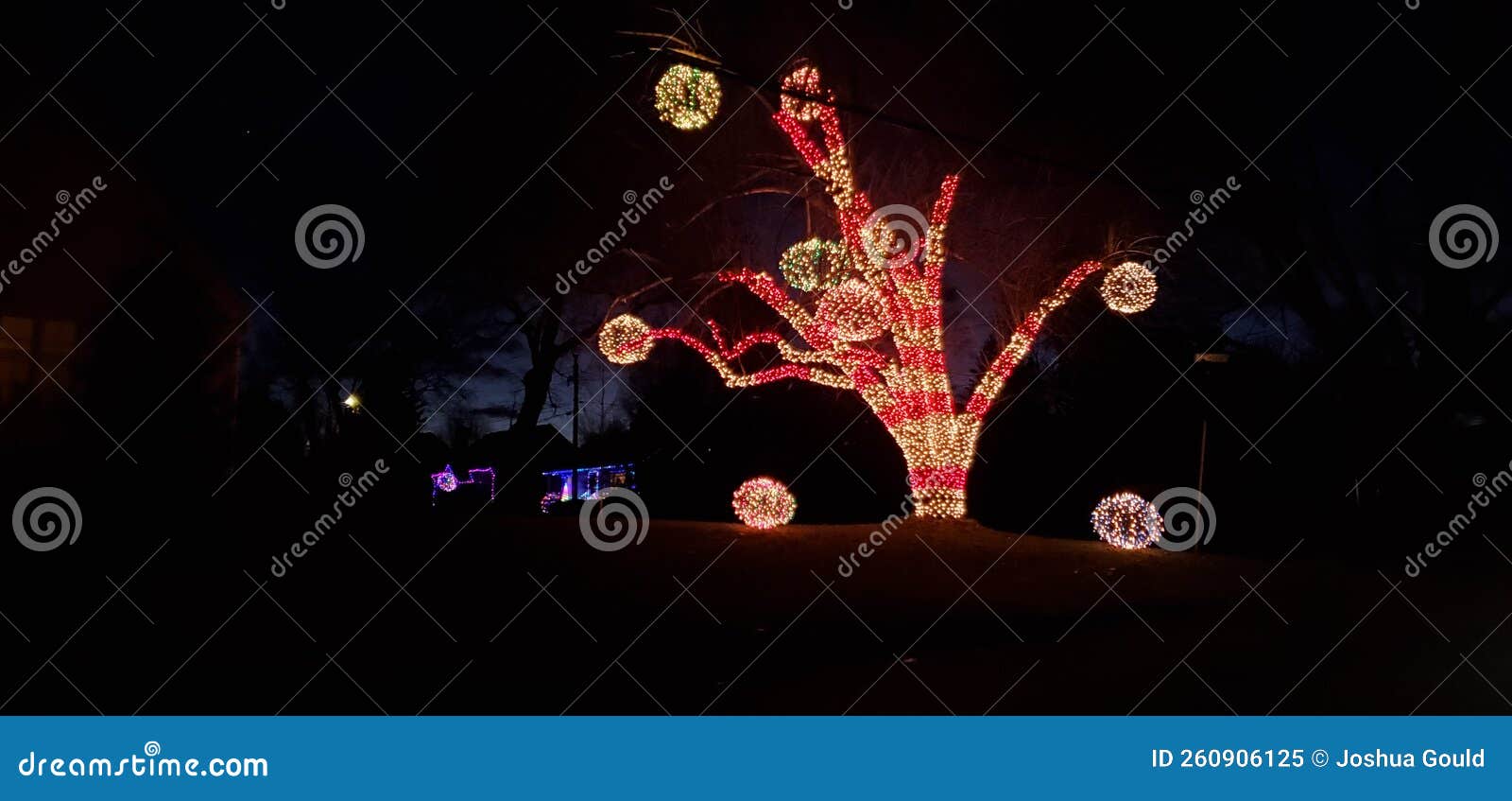 Greenfield Christmas Lights on a Tree Stock Image Image of lighting, event 260906125