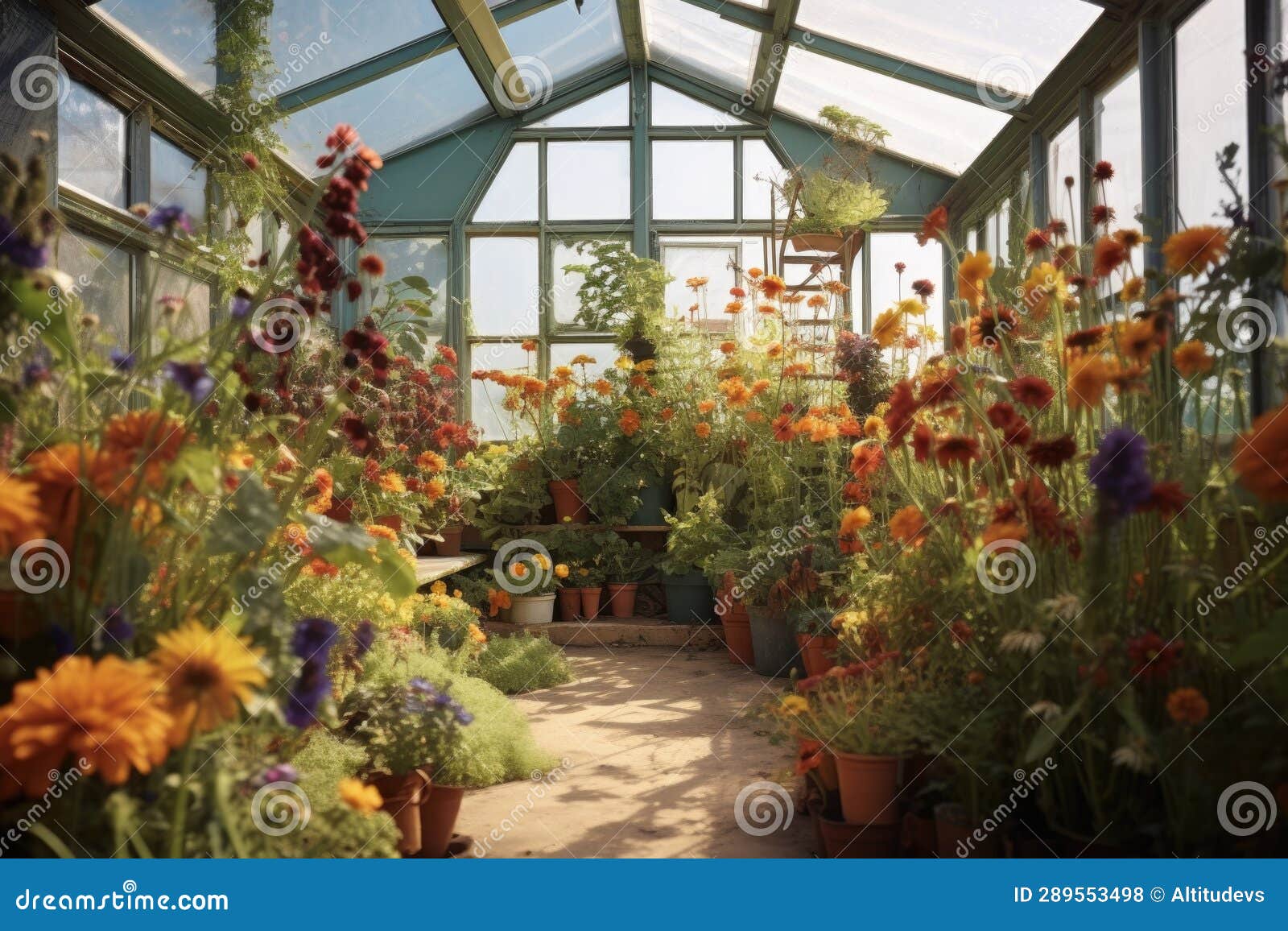 Greenhouse Flowers in Full Bloom Stock Photo Image of generative