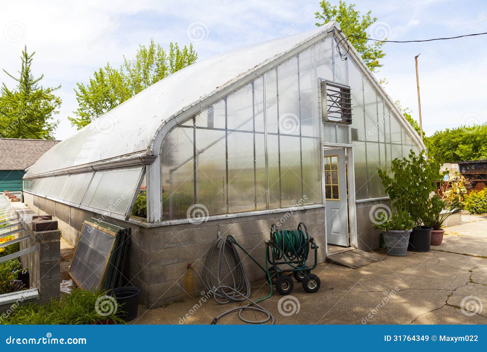 Greenhouse stock image. Image of blue, garden, glass 31764349