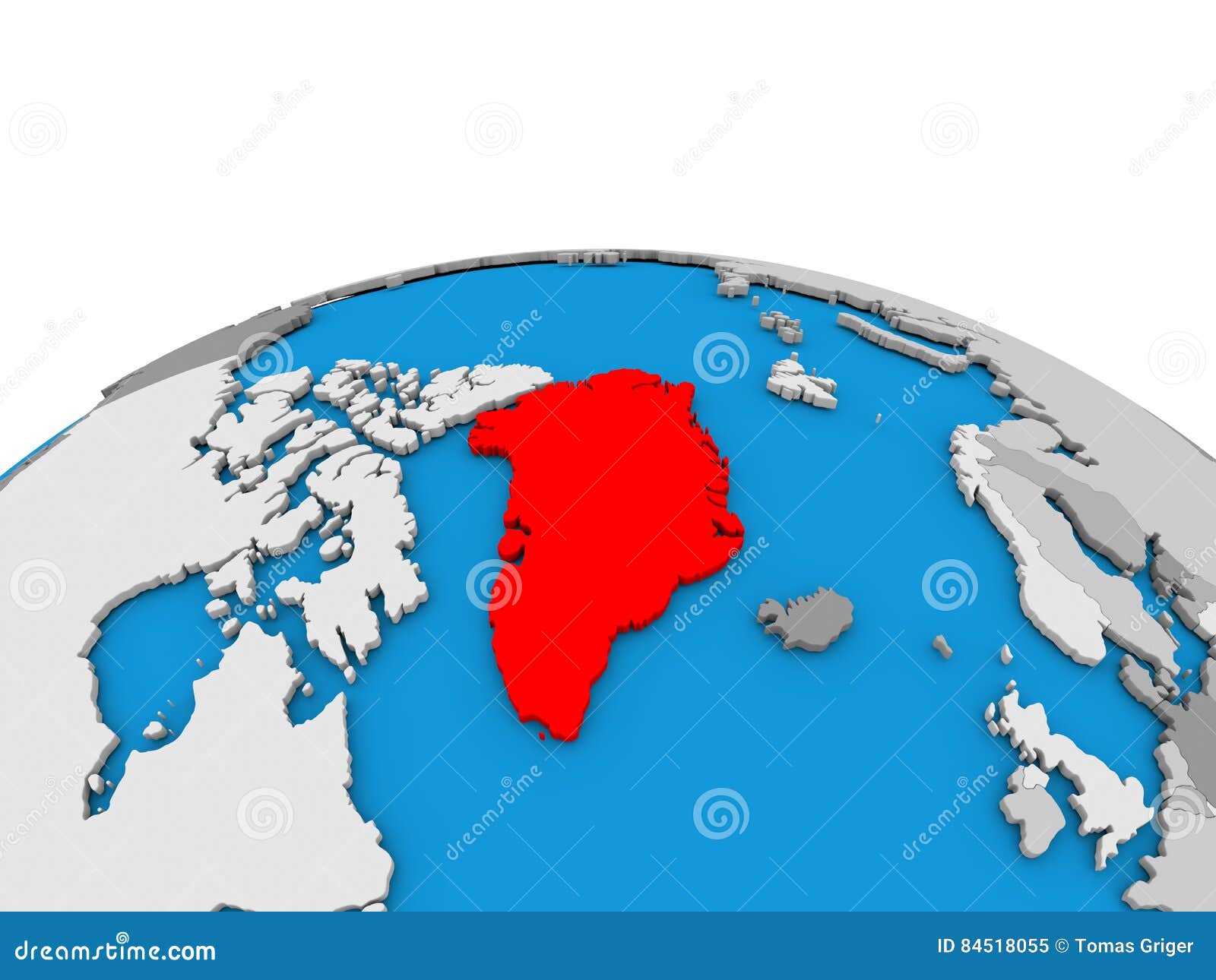Greenland on globe in red stock illustration. Illustration of