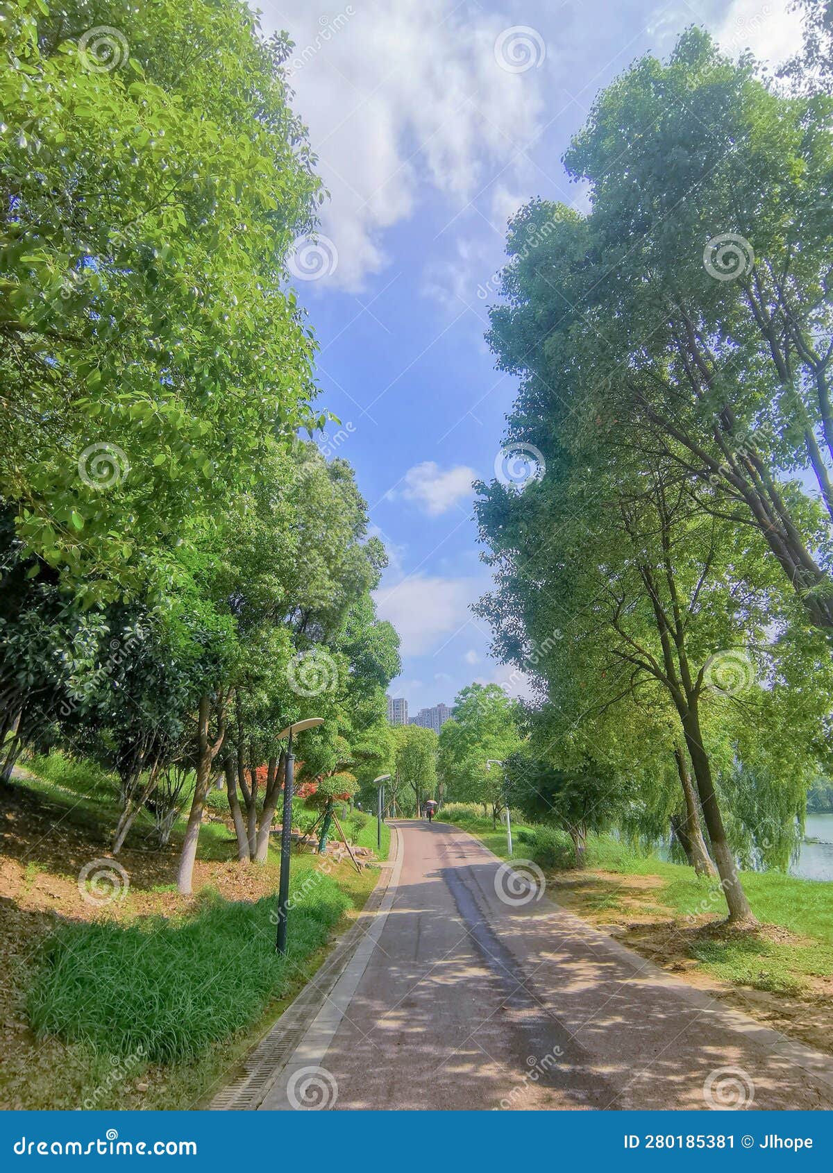 Greenway stock image. Image of garden, public, clouds 280185381