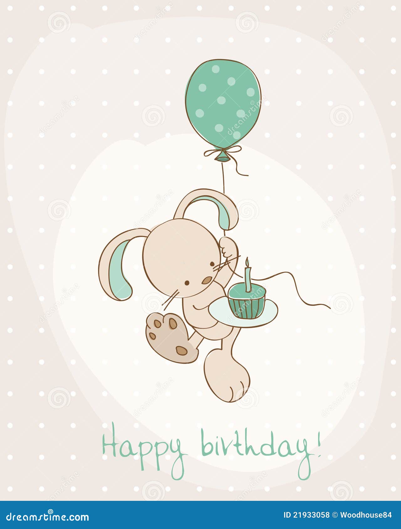 Greeting Birthday Card with Cute Bunny Stock Vector Illustration of