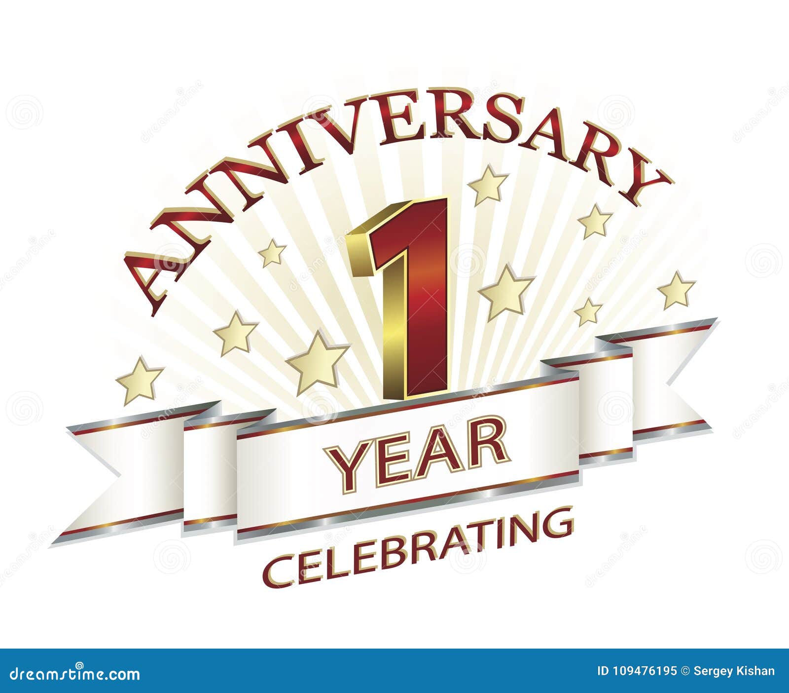 Anniversary 1 Year in the Background of Stars Stock Vector ...